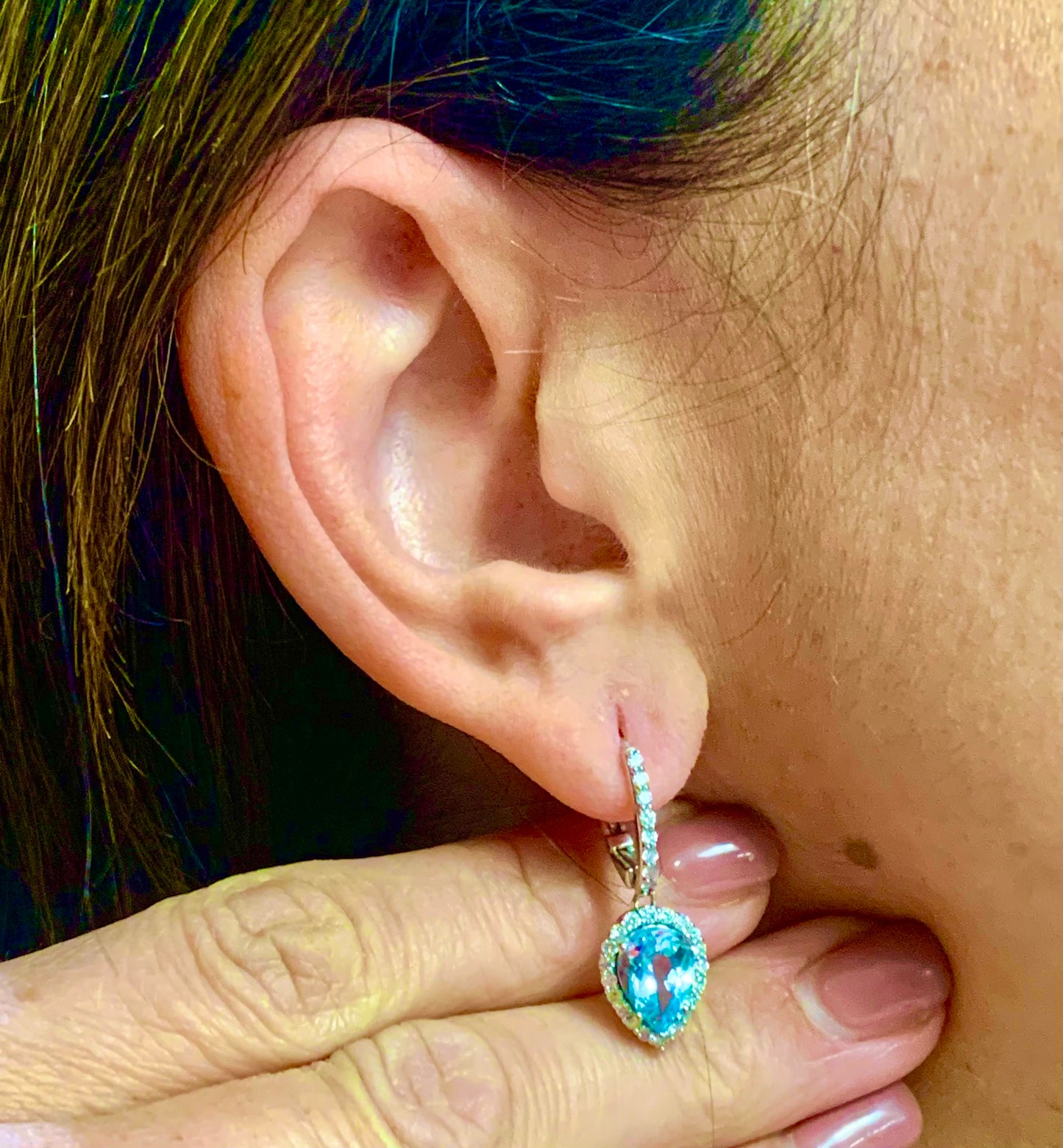 Natural Aquamarine Diamond Earrings 14k Gold 3.61 TCW Certified $5,950 118916 - Certified Fine Jewelry