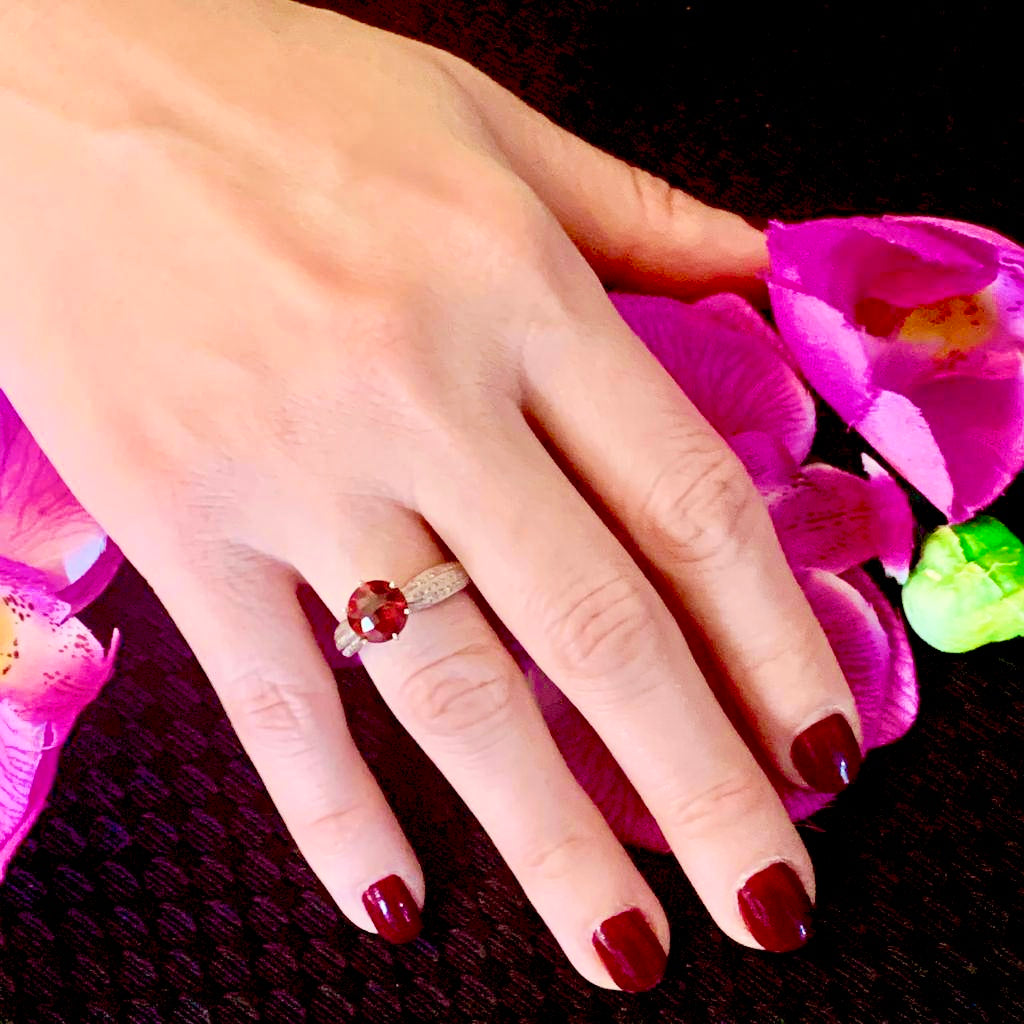 Diamond Platinum Tourmaline Rubellite Ring 5.75 2.43 TCW Certified $4,950 911025 - Certified Fine Jewelry