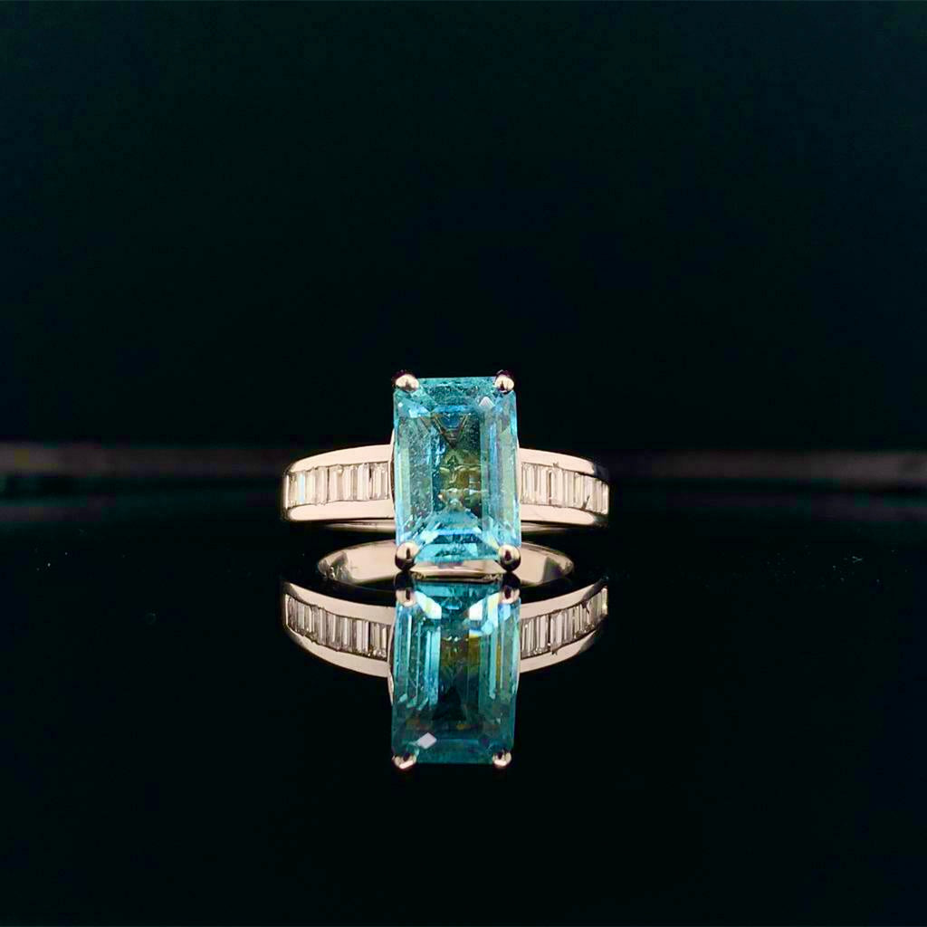 Diamond Aquamarine Ring 3.30TCW 14k Gold Women Certified $4,200 911203 - Certified Fine Jewelry