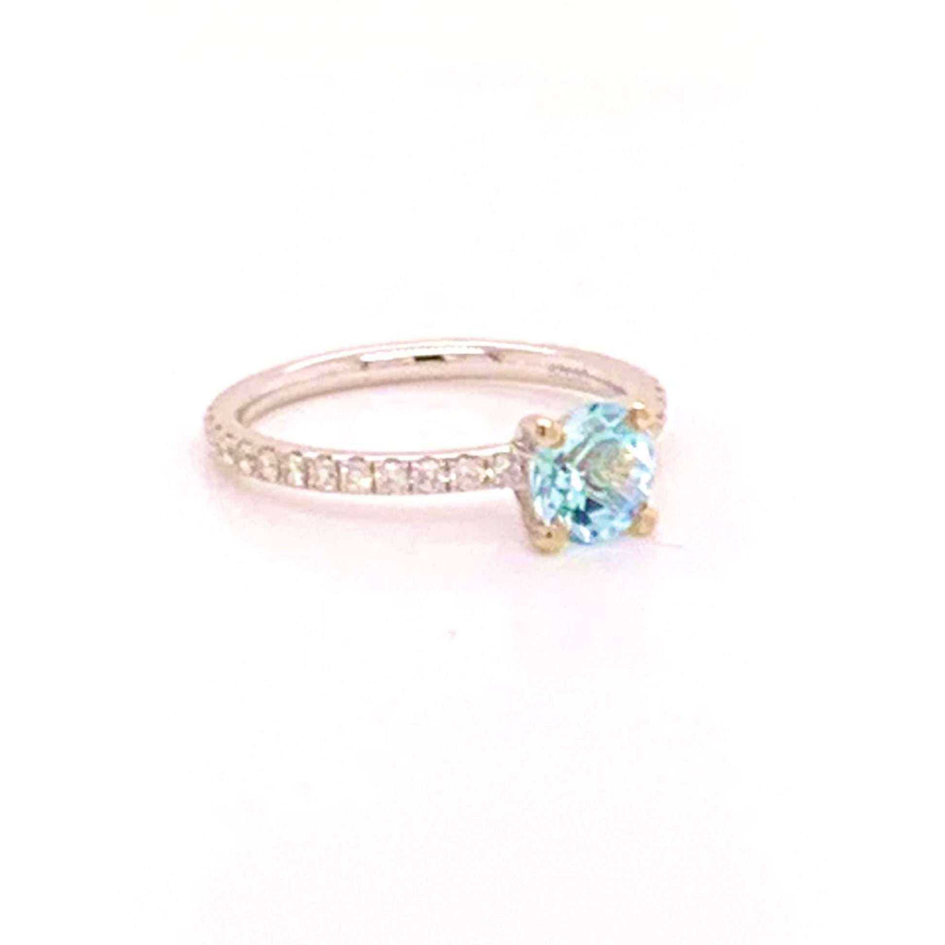 Diamond Aquamarine Ring 18k Gold 1.08 TCW Certified $1,800 822592 - Certified Fine Jewelry