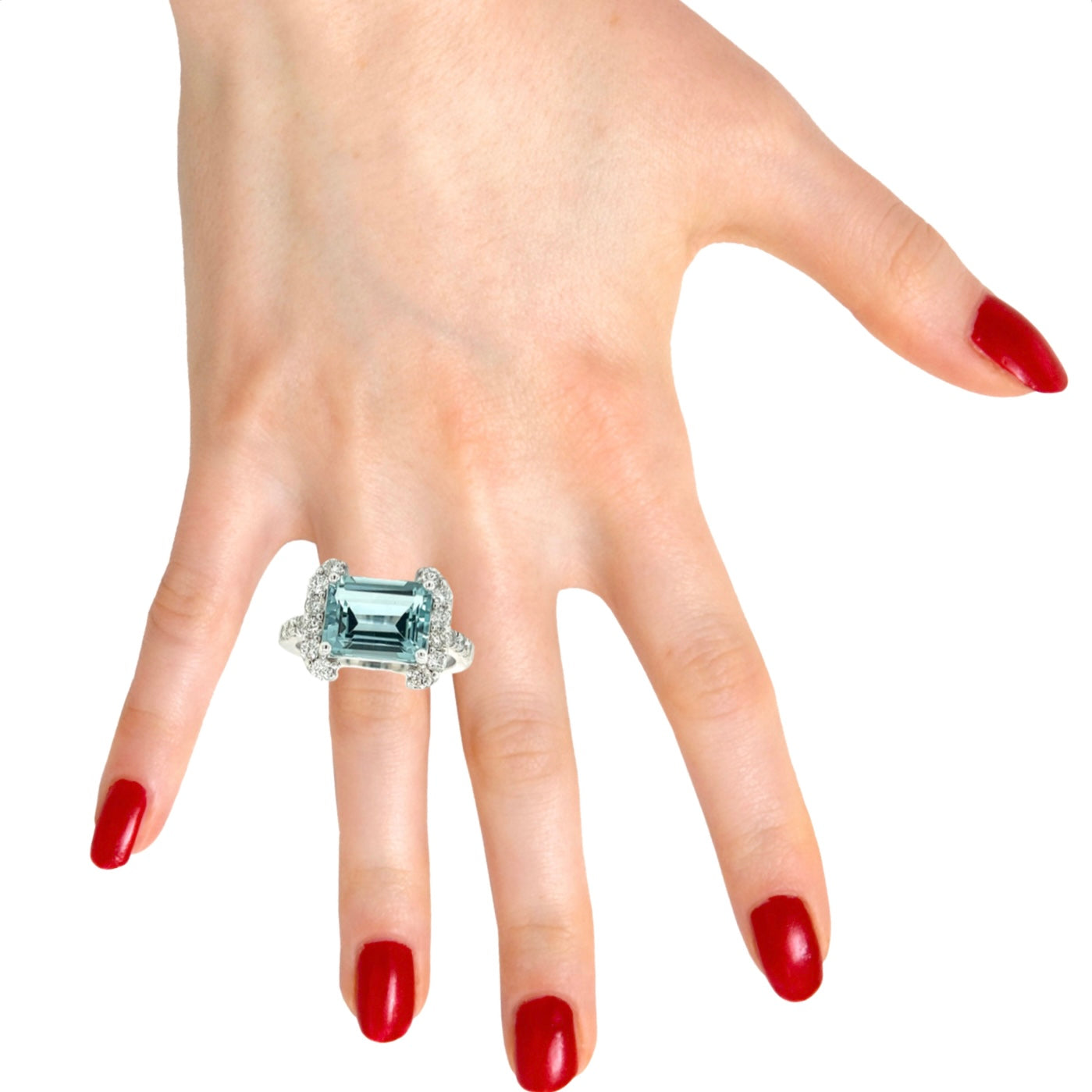 Natural Aquamarine Diamond Ring 6.5 14k white Gold 6.09 TCW Certified $4,690 217095 - Certified Fine Jewelry