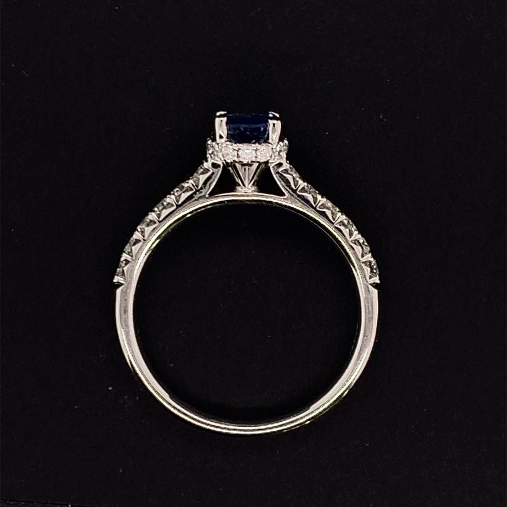 Diamond Sapphire Ring 18k Gold Women 1.725 TCW Certified $3990 913137 - Certified Fine Jewelry