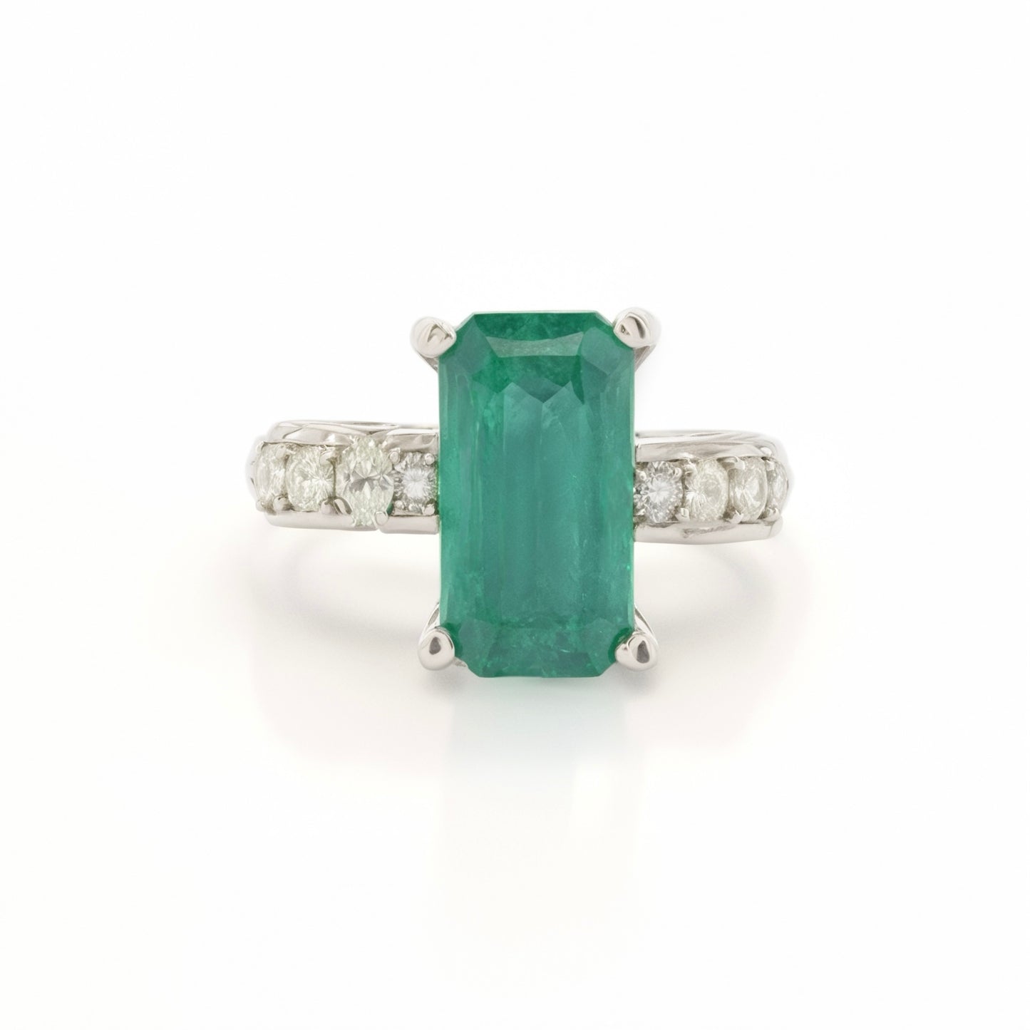 Natural Emerald Diamond Ring Size 6 14k Gold 2.95 TCW Certified $5,950 113434