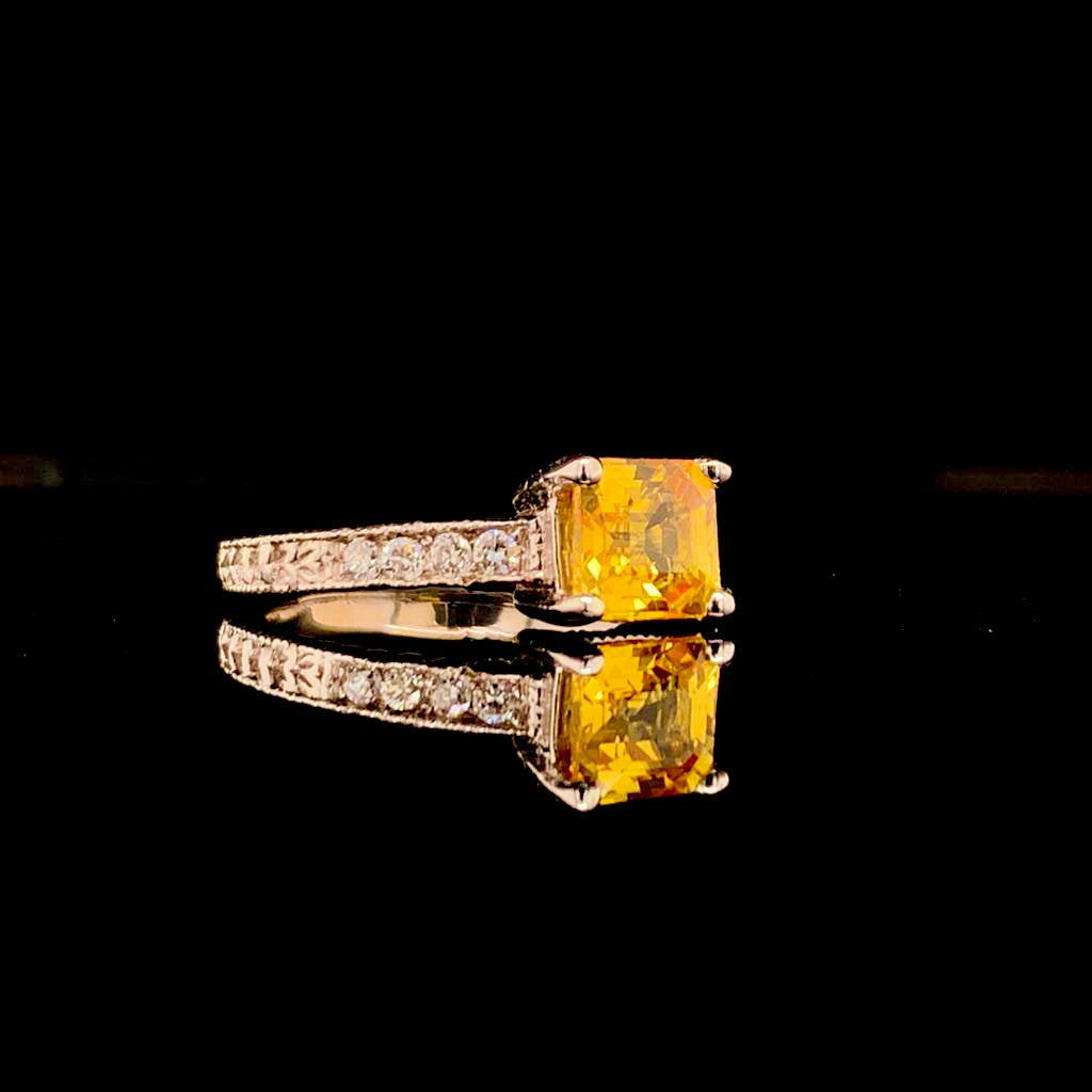 Diamond Yellow Sapphire Ring 14k Gold 1.66 tcw Women Certified $3,990 915184 - Certified Fine Jewelry