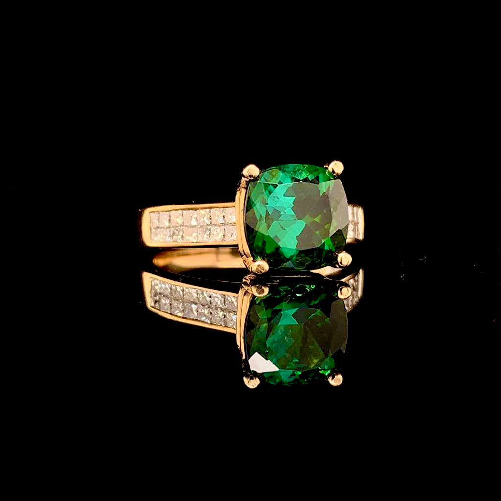 Green Tourmaline Diamond Ring 14 kt 2.80 tcw Certified $3,350 013309 - Certified Fine Jewelry