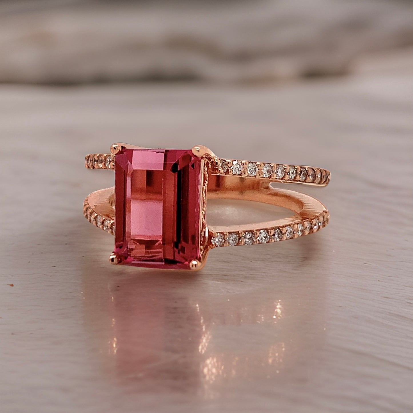 Natural Tourmaline Diamond Ring 14k RG 2.2 TCW Certified $4,950 112165 - Certified Fine Jewelry