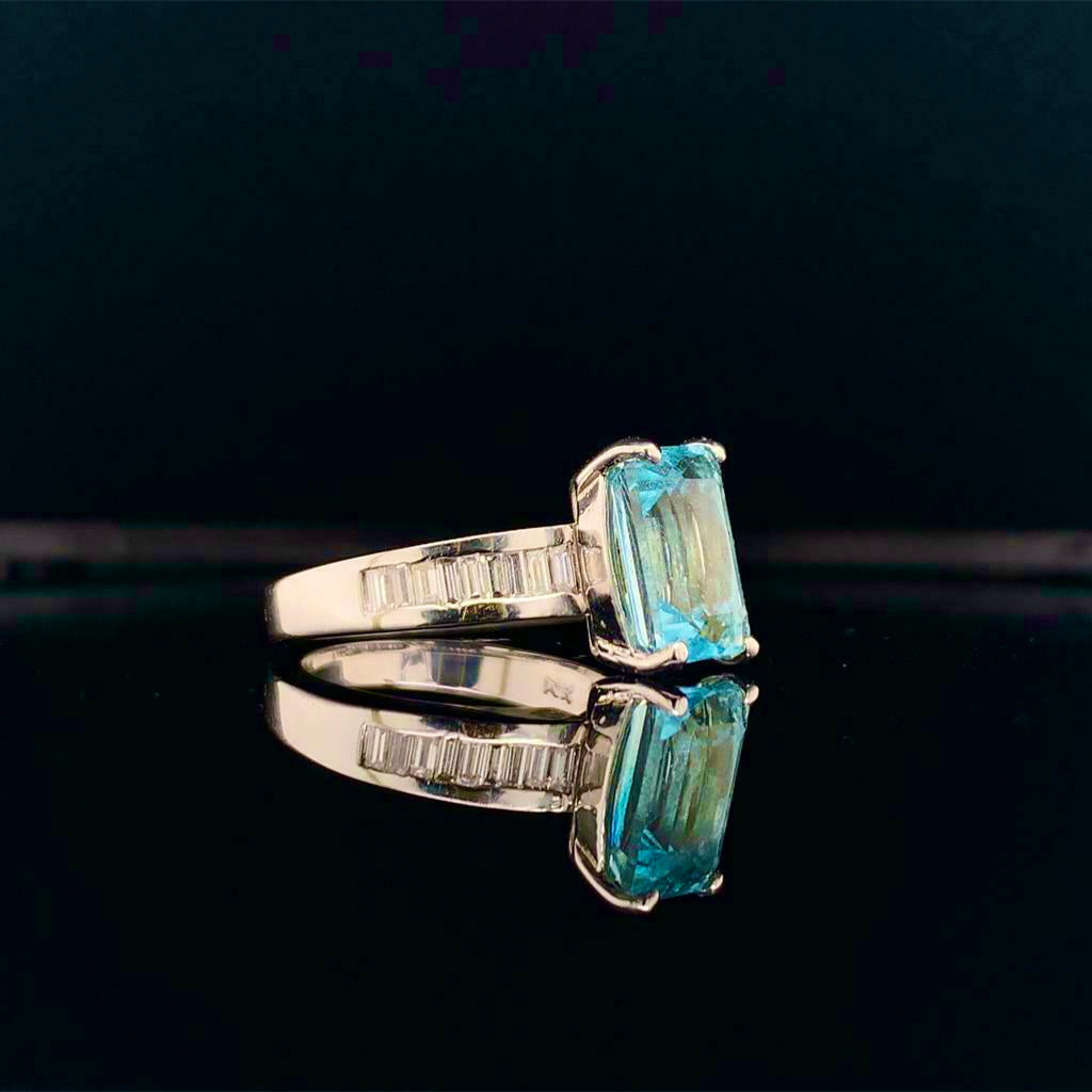 Diamond Aquamarine Ring 3.30TCW 14k Gold Women Certified $4,200 911203 - Certified Fine Jewelry
