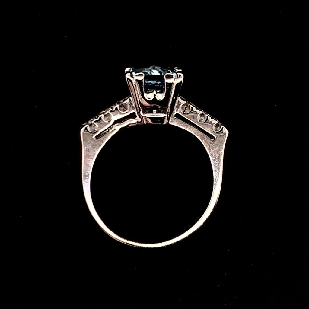 Diamond Aquamarine Ring 14k Gold 1.70 TCW Women Certified $2,900 912275 - Certified Fine Jewelry