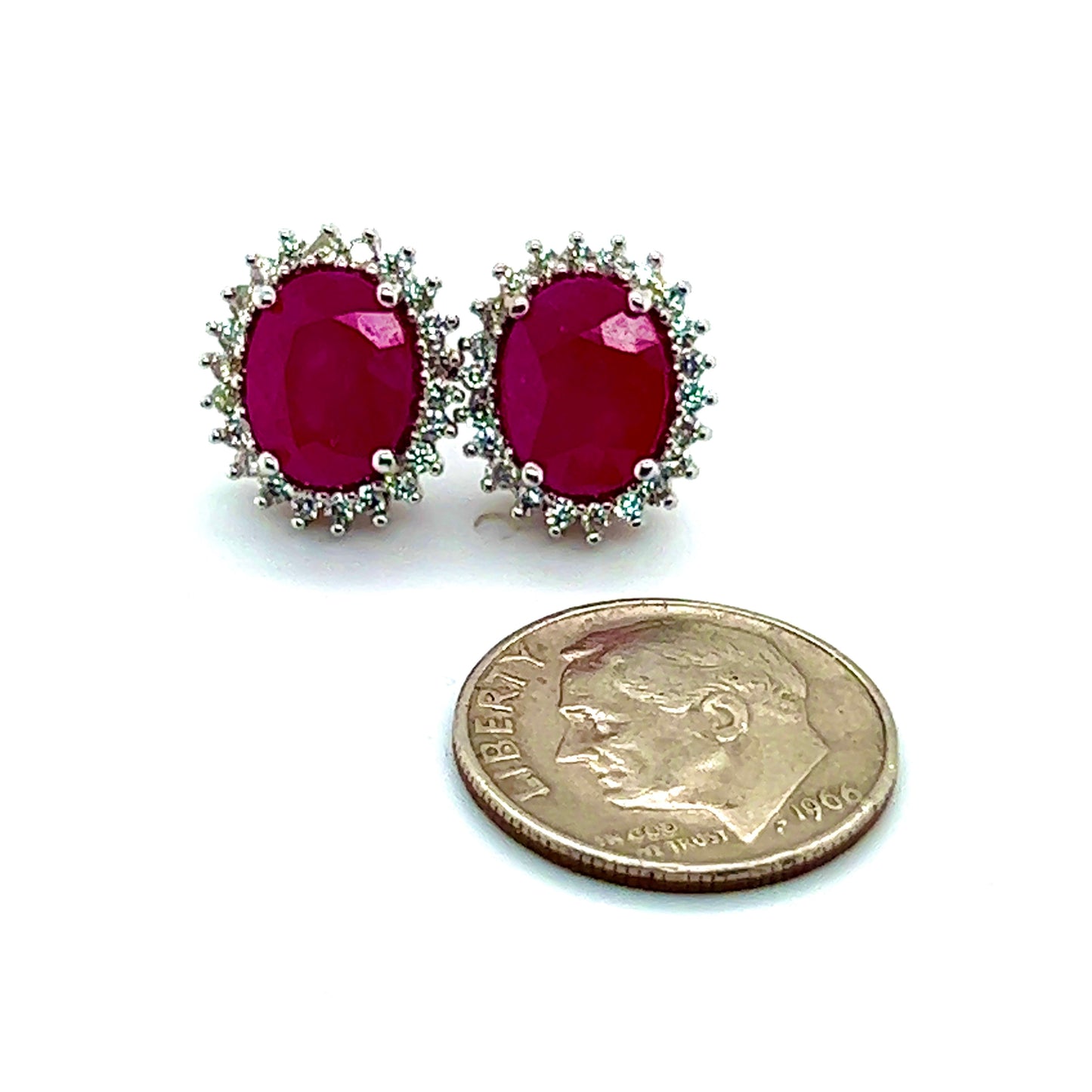 Natural Ruby Diamond Stud Earrings 14k W Gold 5.74 TCW Certified $5,175 211889 - Certified Fine Jewelry
