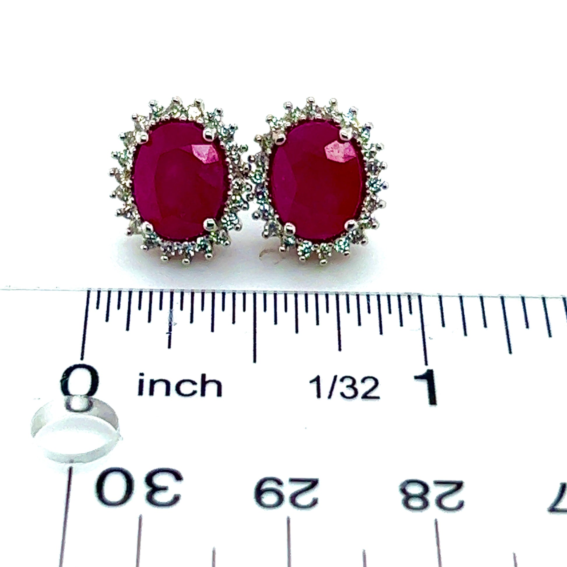 Natural Ruby Diamond Stud Earrings 14k W Gold 5.74 TCW Certified $5,175 211889 - Certified Fine Jewelry