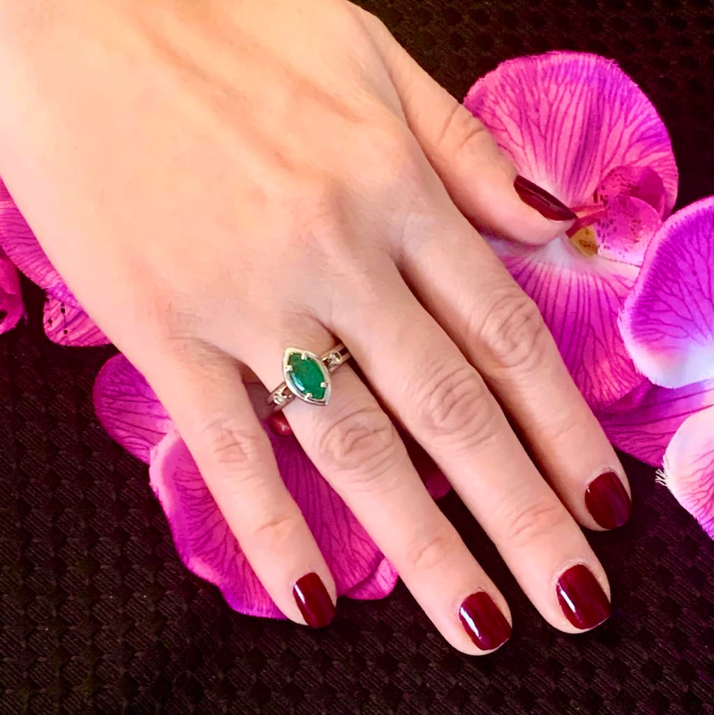 Diamond Emerald Ring 14k Gold Custom Certified $2,450 913616 - Certified Fine Jewelry