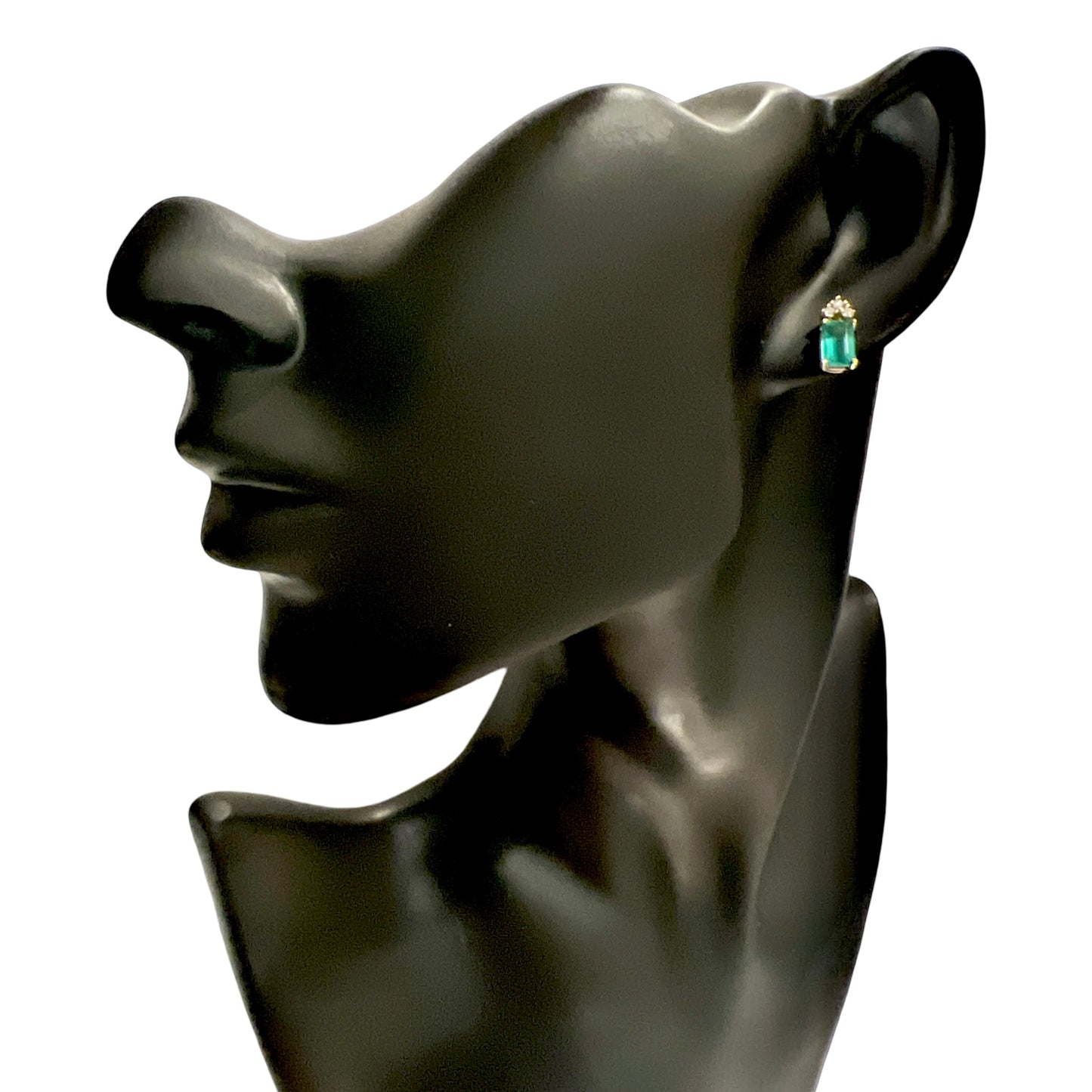 Natural Emerald Diamond Stud Earrings 14k Yellow Gold 1.59 TCW Certified $2,950 121167