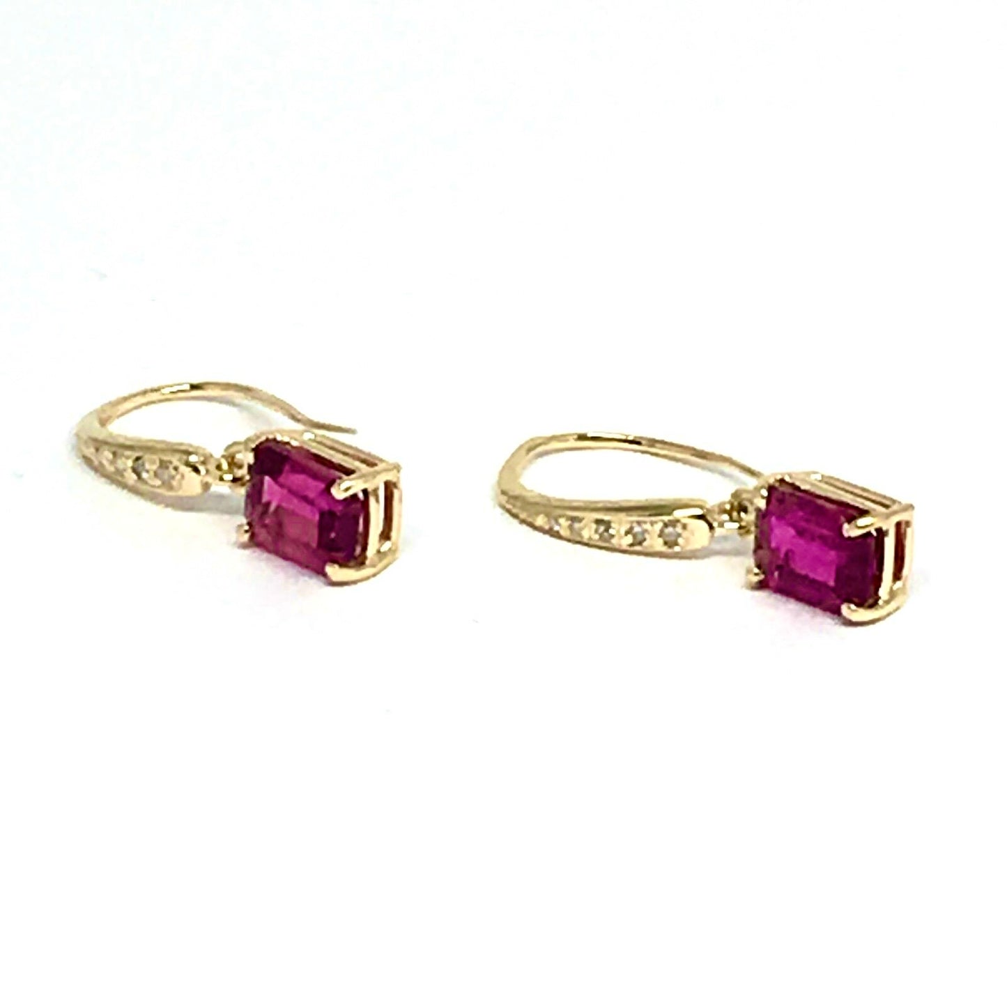 Diamond Rubellite Tourmaline Earrings 14k Gold 2.05 TCW Certified $1,690 821770 - Certified Fine Jewelry