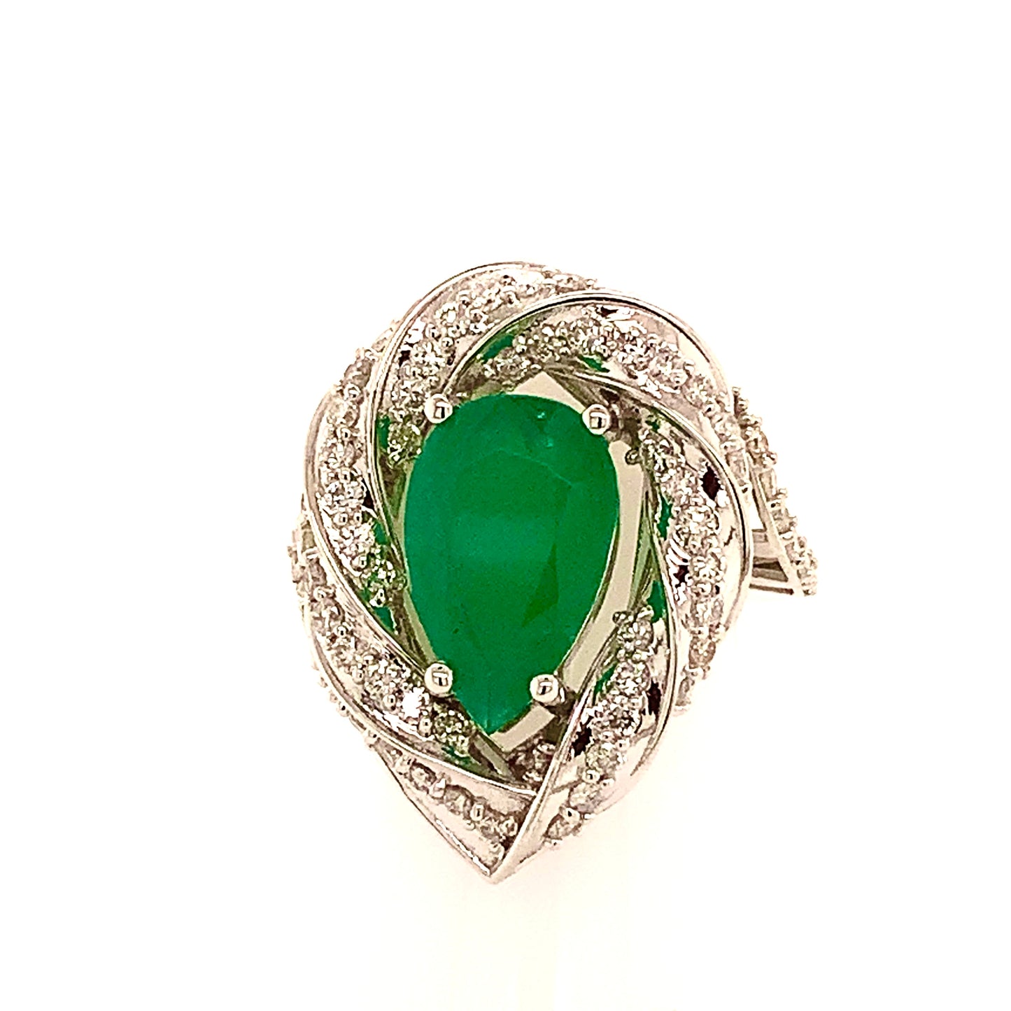 Natural Emerald Diamond Ring Size 6.75 14k Gold 6.1 TCW Certified $6,950 114425 - Certified Fine Jewelry