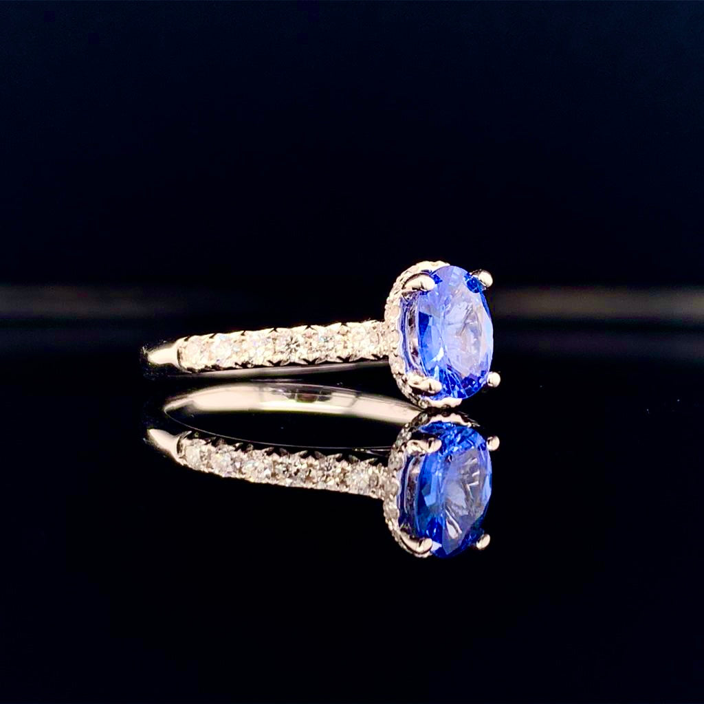 Diamond Sapphire Ring 18k Gold Women 1.725 TCW Certified $3990 913137 - Certified Fine Jewelry