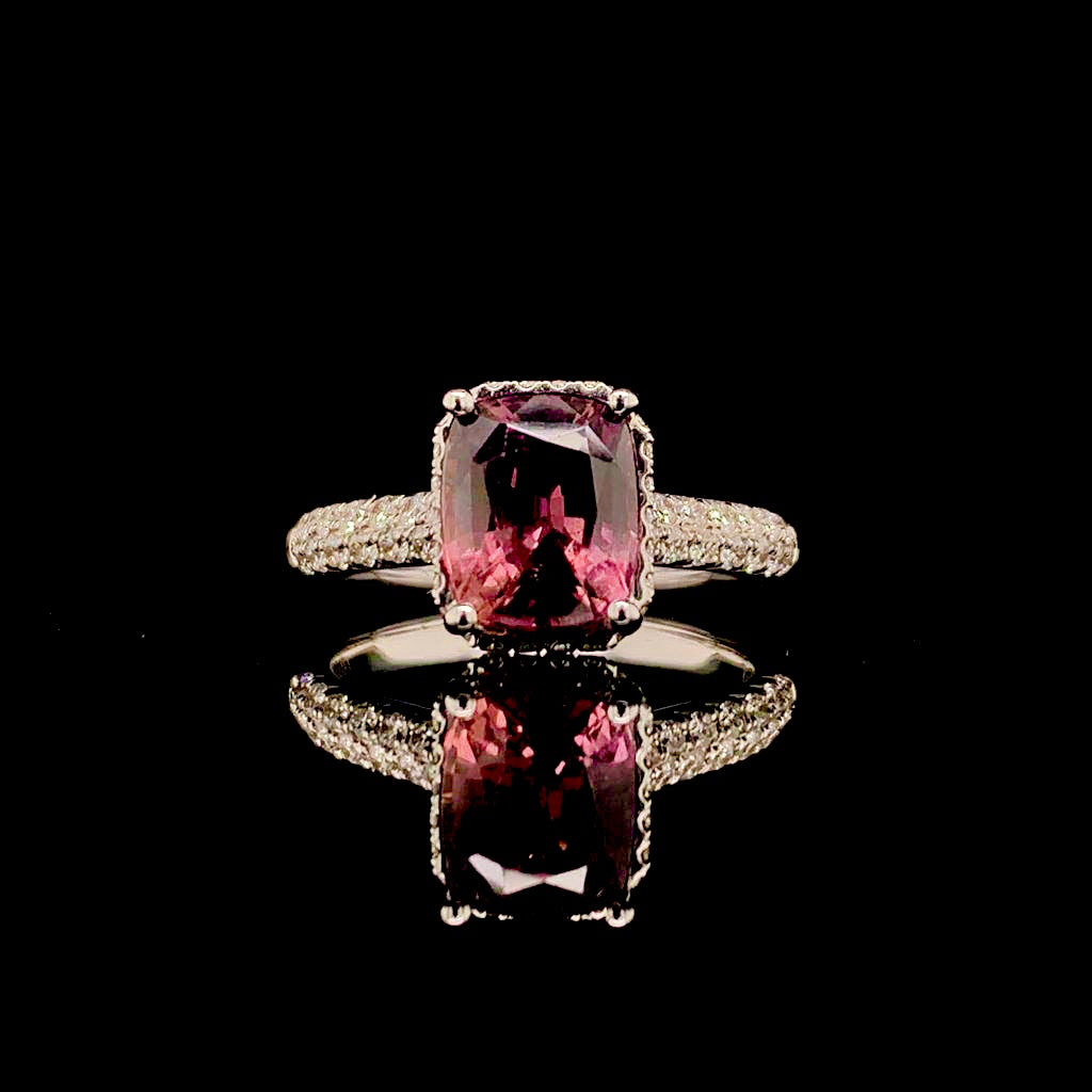 Diamond Sapphire Ring 18k Gold WG Women 3.027 Ct Certified $3950 913126 - Certified Fine Jewelry