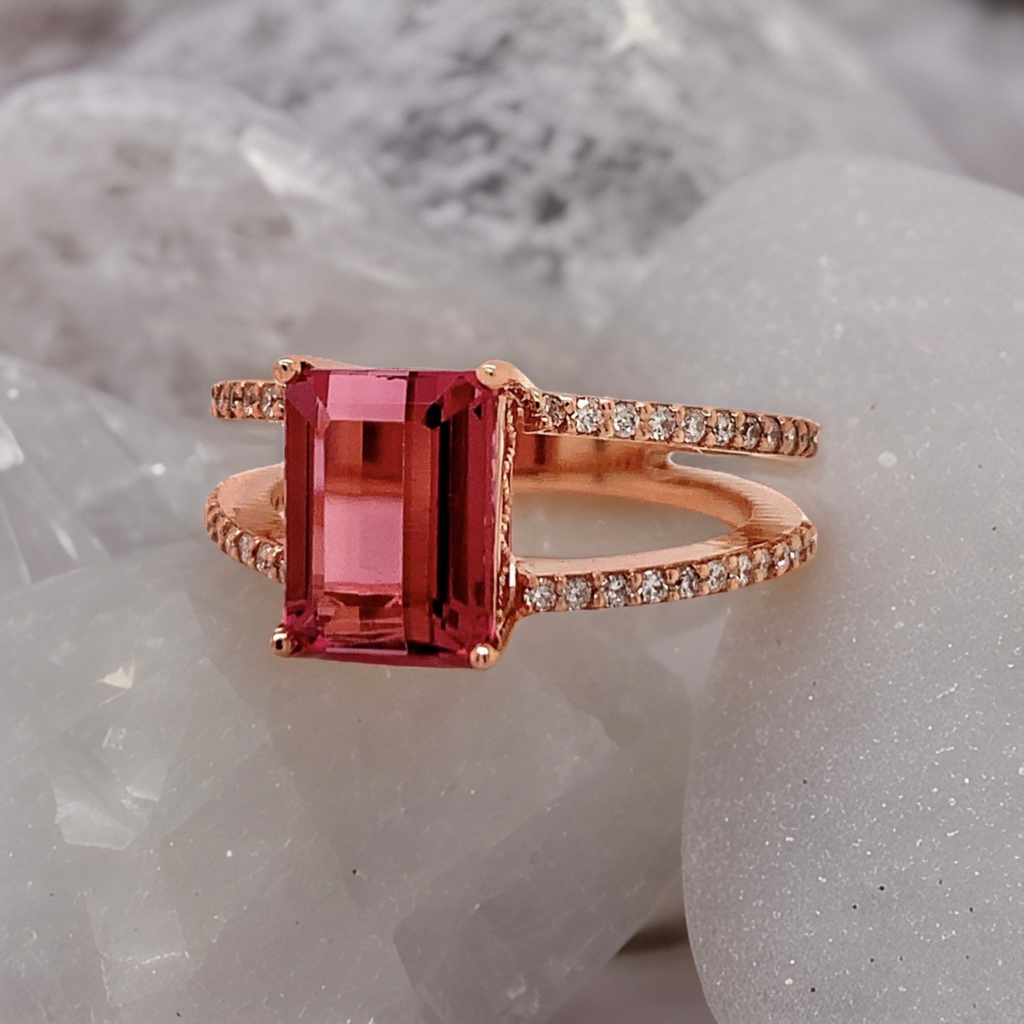 Natural Tourmaline Diamond Ring 14k RG 2.2 TCW Certified $4,950 112165 - Certified Fine Jewelry