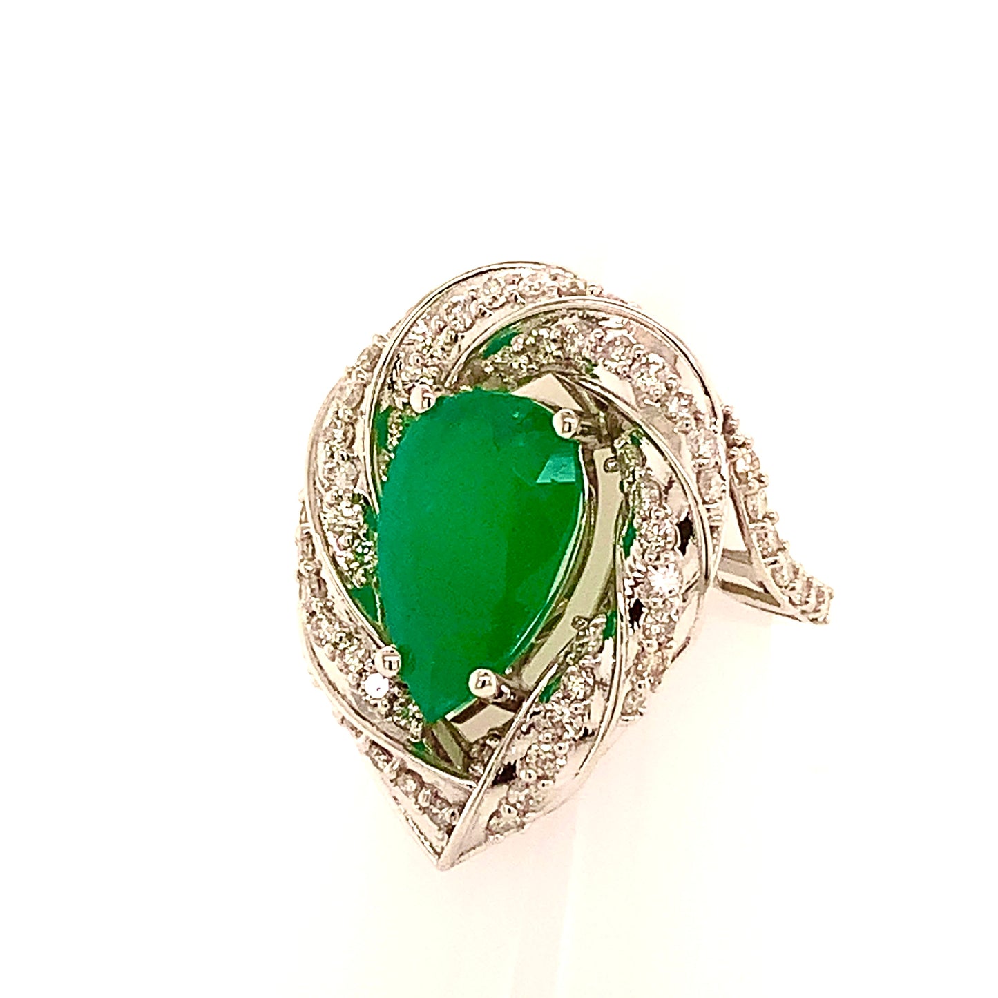 Natural Emerald Diamond Ring Size 6.75 14k Gold 6.1 TCW Certified $6,950 114425 - Certified Fine Jewelry