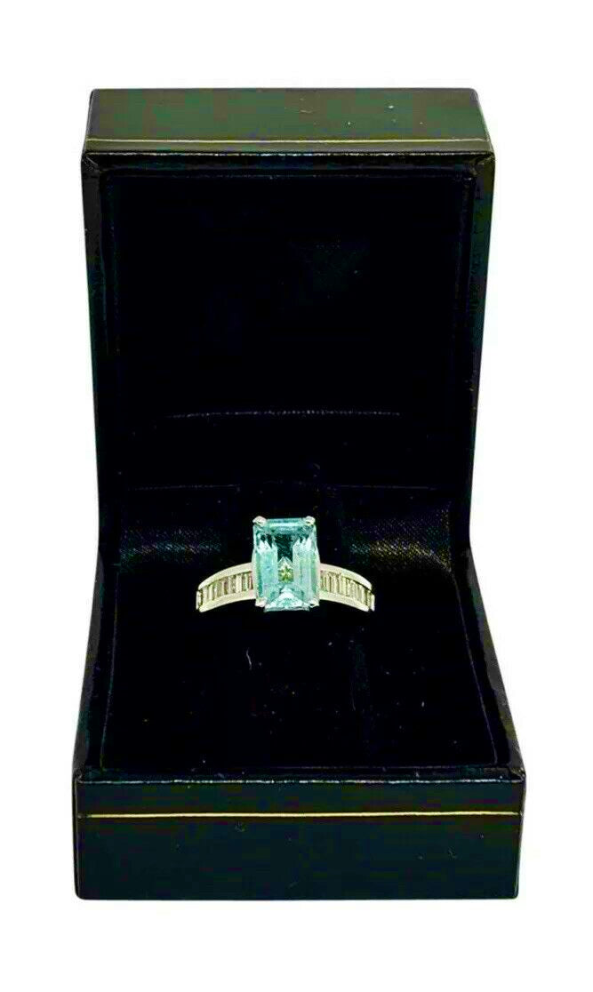 Diamond Aquamarine Ring 3.30TCW 14k Gold Women Certified $4,200 911203 - Certified Fine Jewelry
