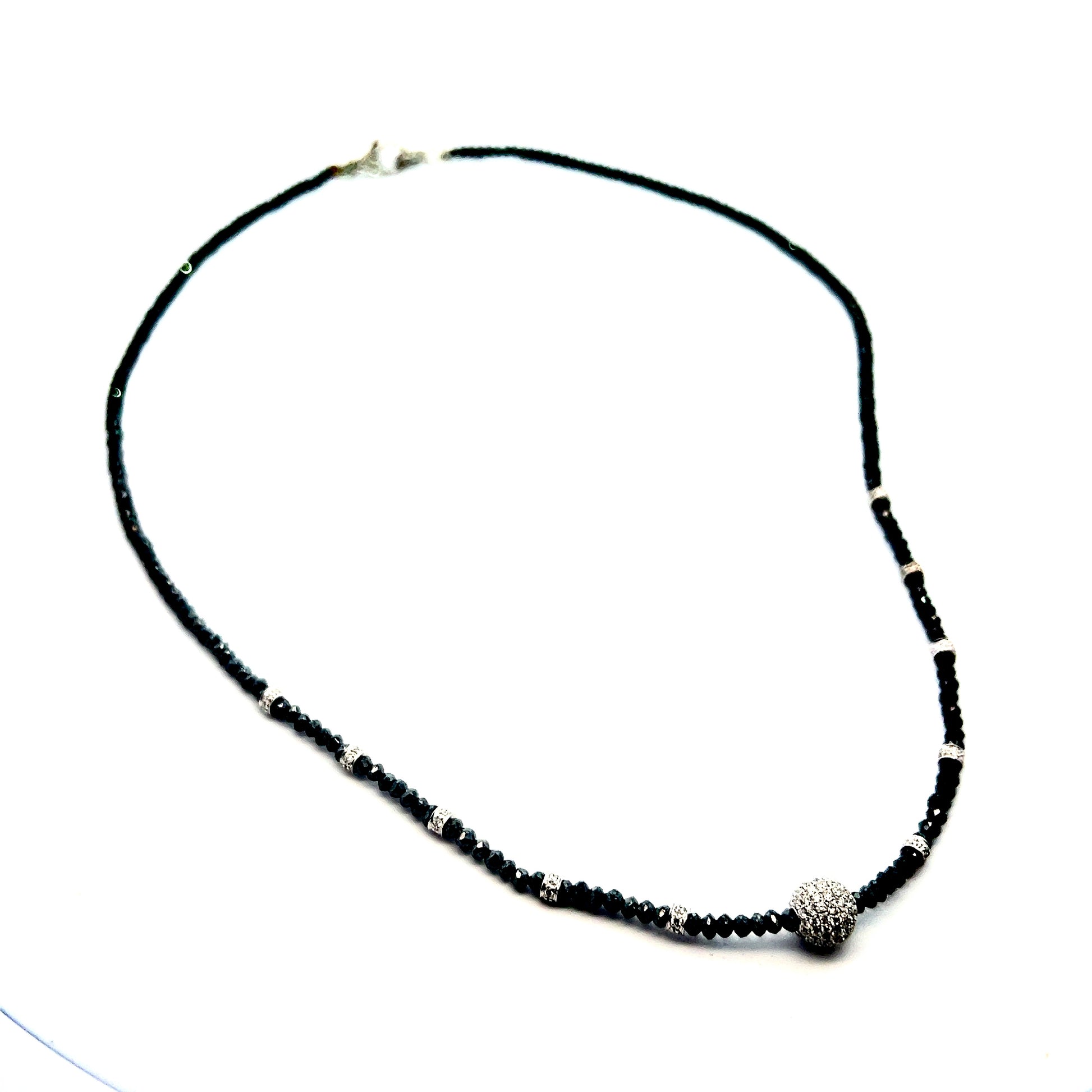 Diamond Black White Necklace 19 TCW 18k Gold 16 in Certified $5,950 920471 - Certified Fine Jewelry