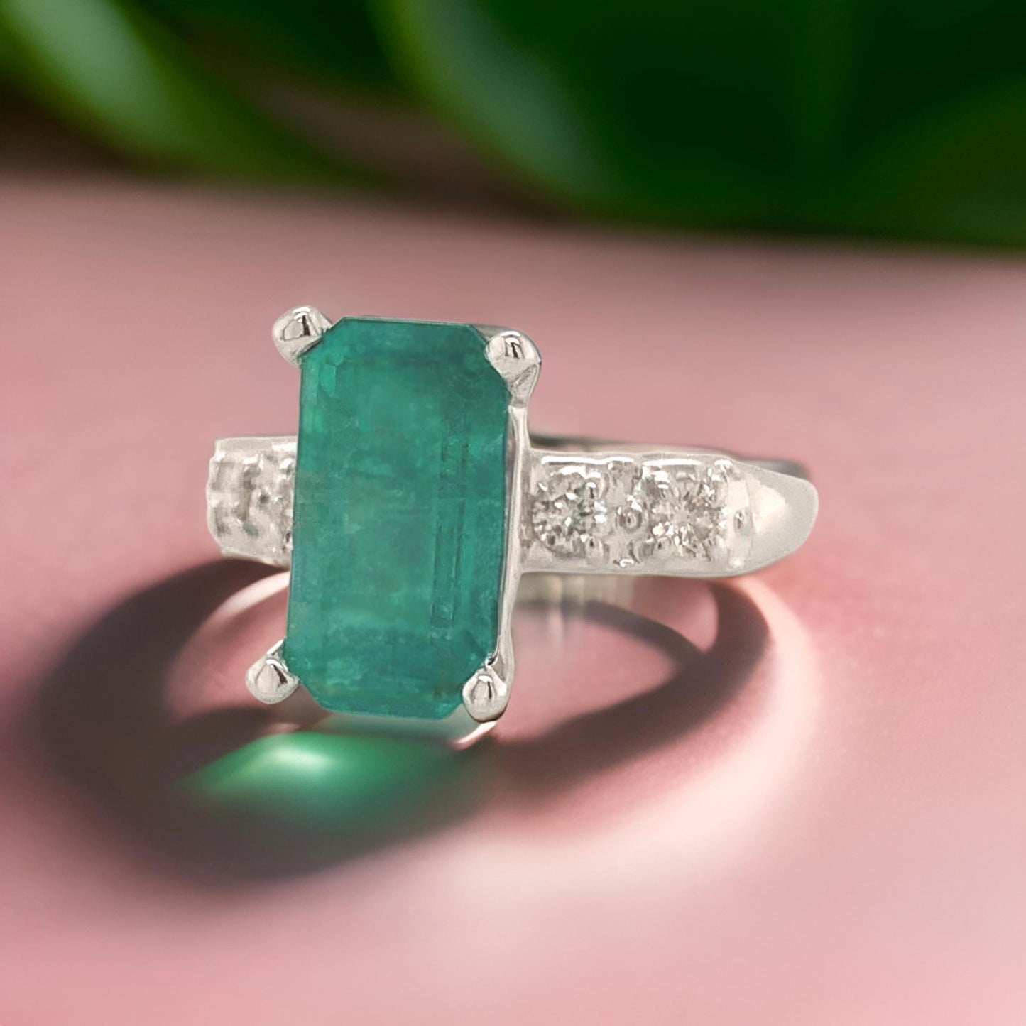 Natural Emerald Diamond Ring Size 6 14k Gold 2.95 TCW Certified $5,950 113434