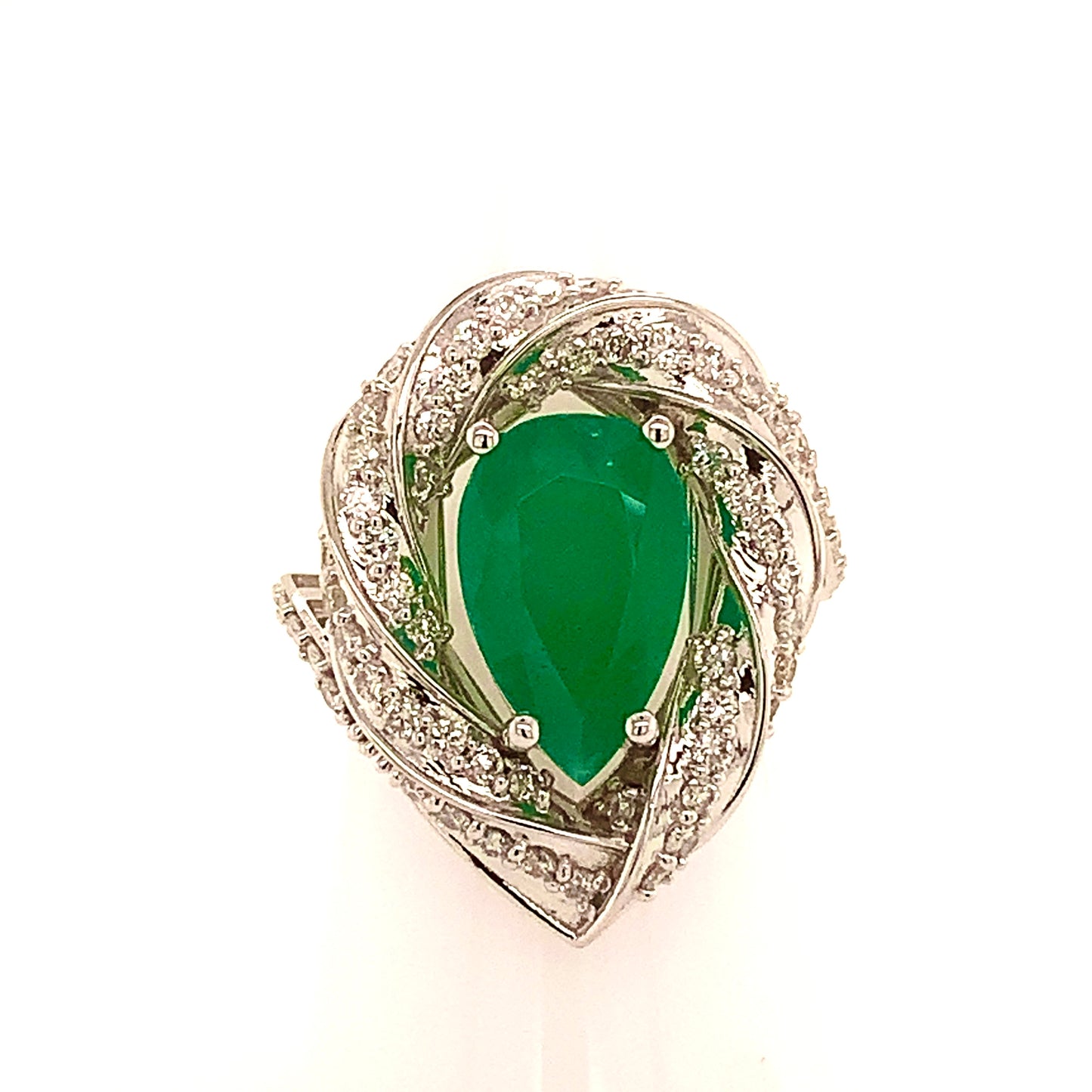 Natural Emerald Diamond Ring Size 6.75 14k Gold 6.1 TCW Certified $6,950 114425 - Certified Fine Jewelry