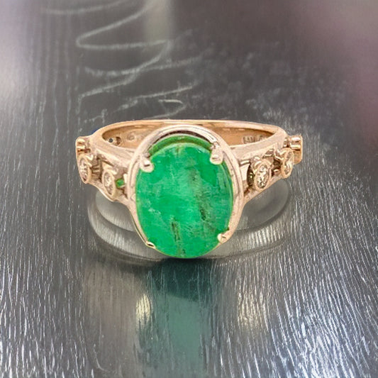 Emerald Diamond Statement Ring 4.05 Ct 14k Gold Women Certified $3,950 913623 - Certified Fine Jewelry