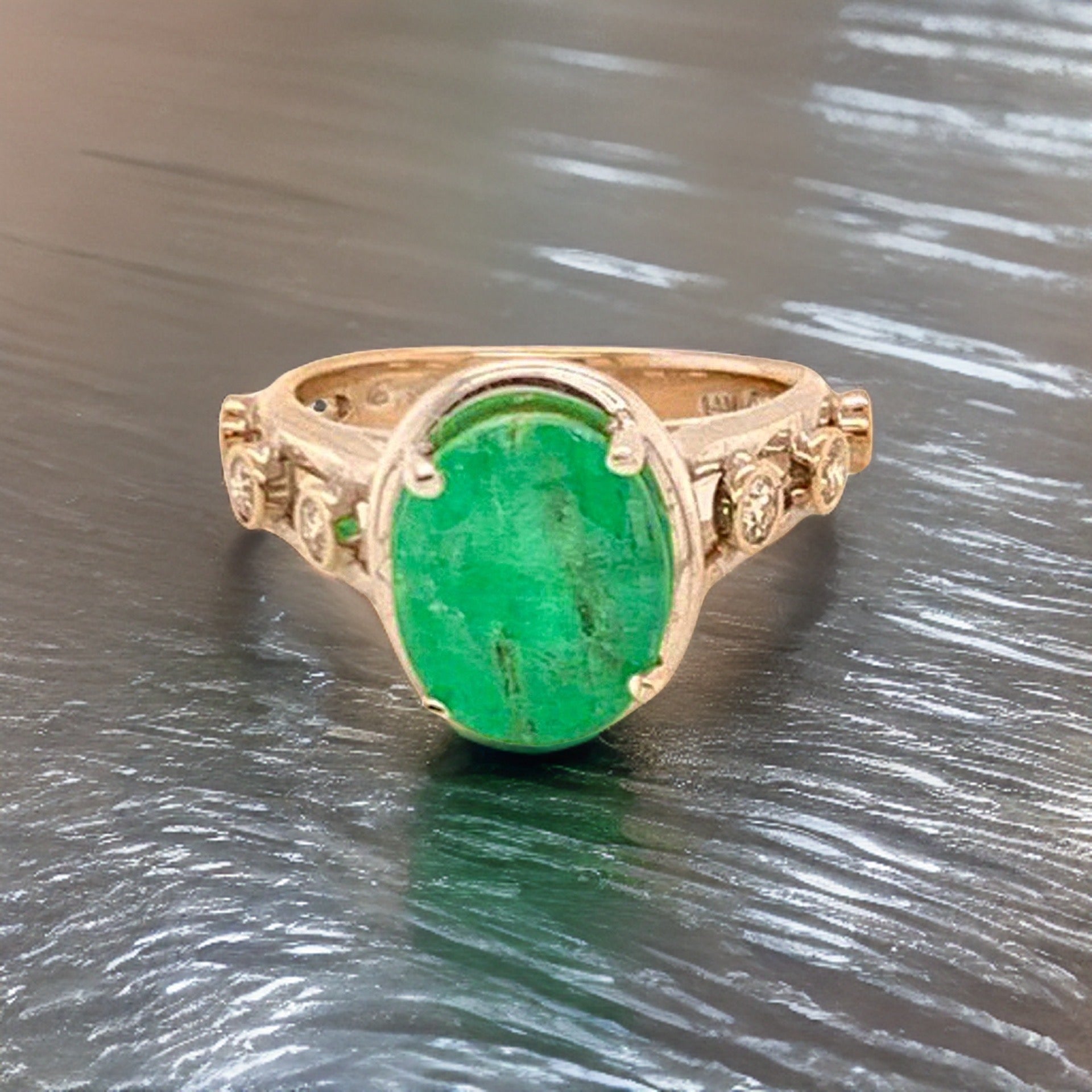 Emerald Diamond Statement Ring 4.05 Ct 14k Gold Women Certified $3,950 913623 - Certified Fine Jewelry
