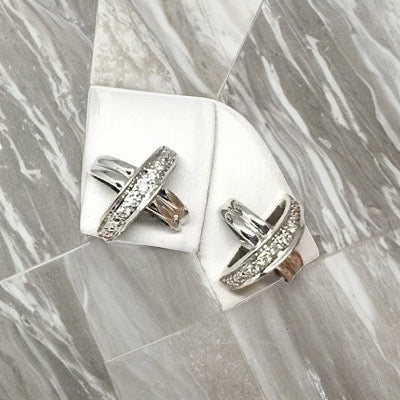 Diamond Stud Earrings 14k Gold"X" Certified $995 820694 - Certified Fine Jewelry