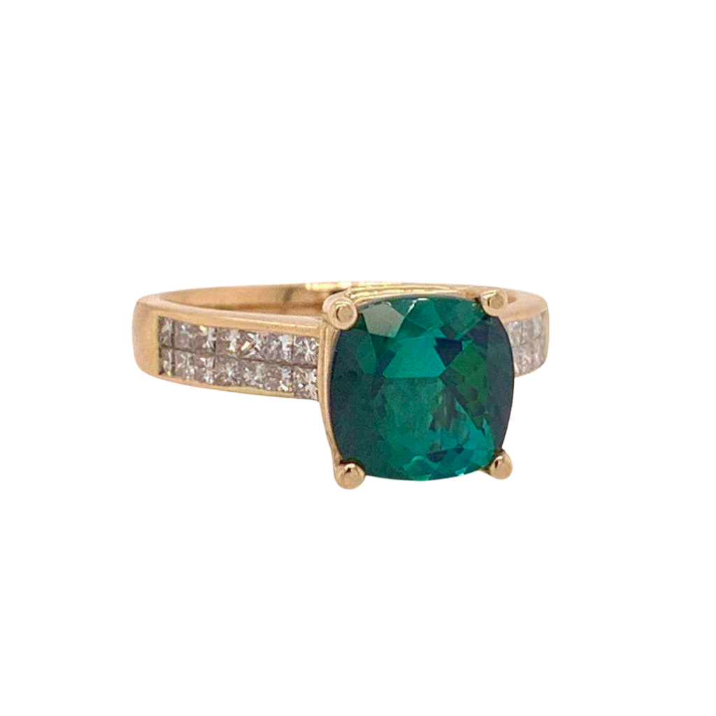 Green Tourmaline Diamond Ring 14 kt 2.80 tcw Certified $3,350 013309 - Certified Fine Jewelry