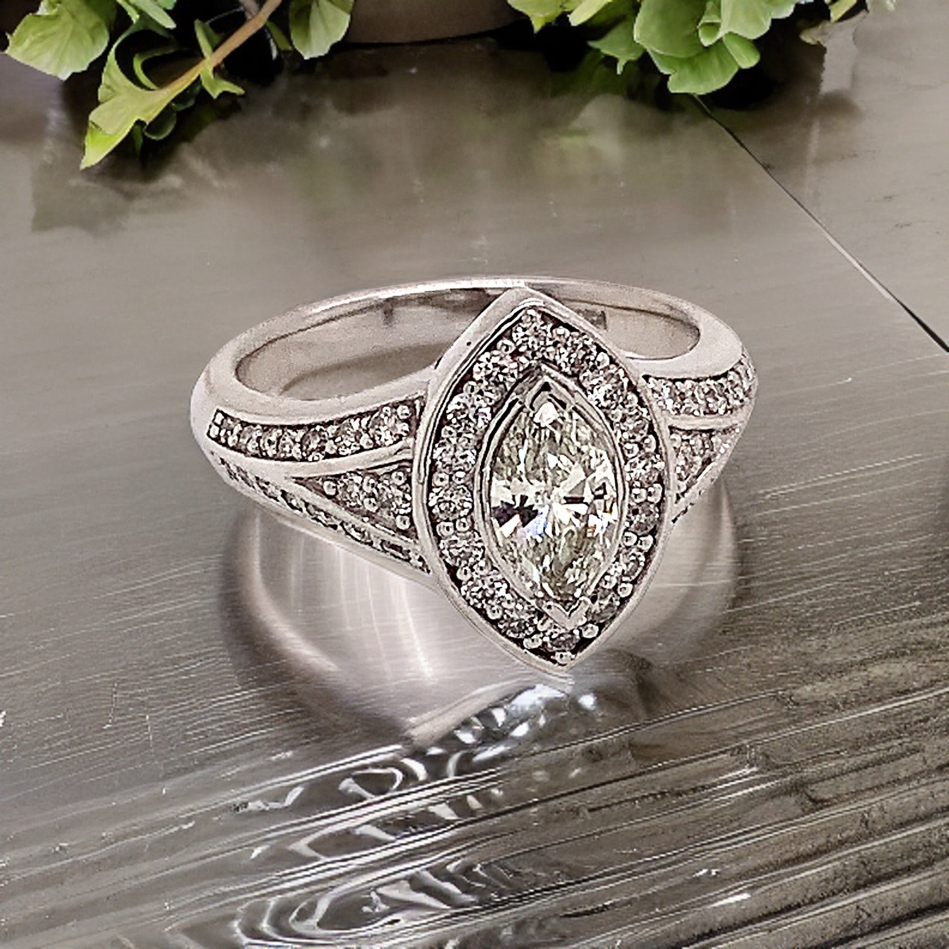 Diamond Ring Size 6.5 14k White Gold 0.45 TCW 4.88g Certified $5,950 120603 - Certified Fine Jewelry