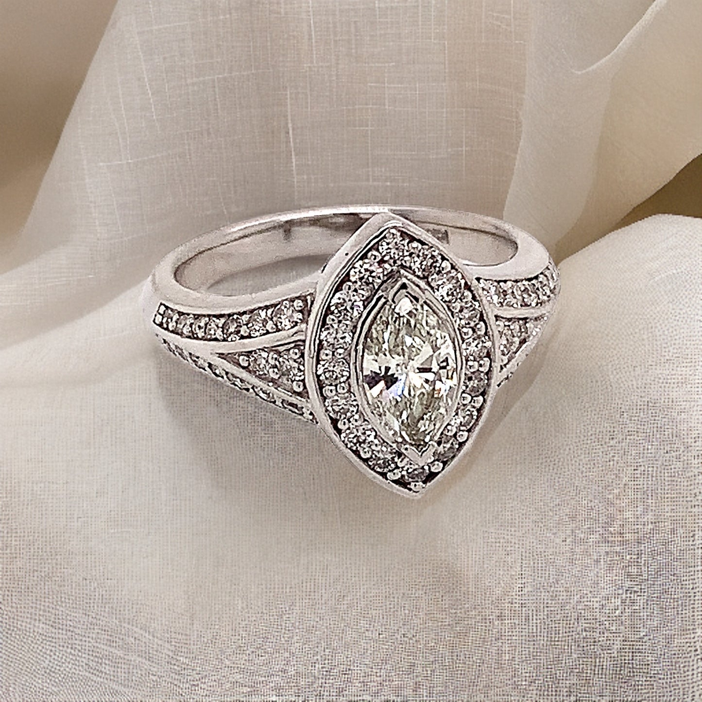 Diamond Ring Size 6.5 14k White Gold 0.45 TCW 4.88g Certified $5,950 120603 - Certified Fine Jewelry