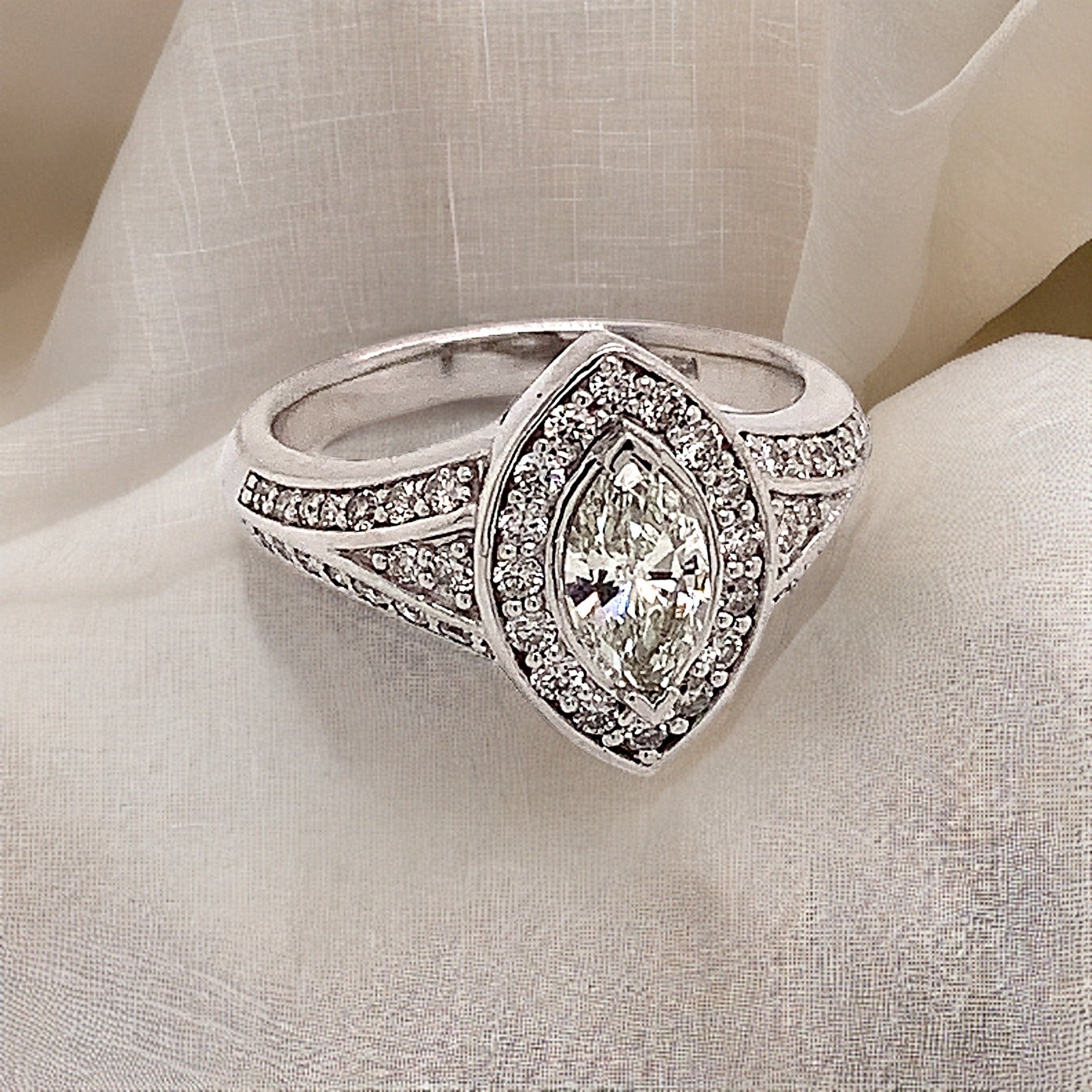 Diamond Ring Size 6.5 14k White Gold 0.45 TCW 4.88g Certified $5,950 120603 - Certified Fine Jewelry