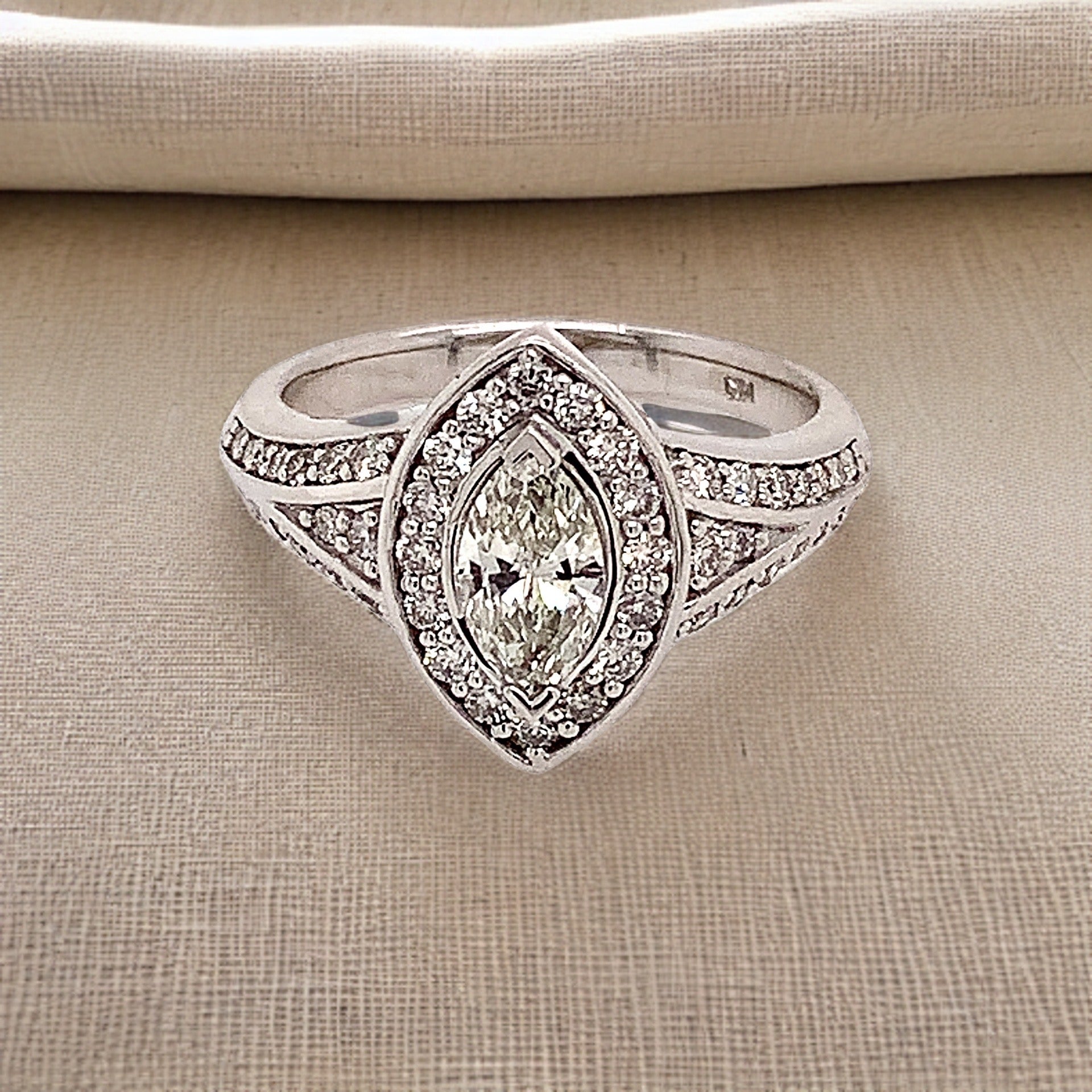 Diamond Ring Size 6.5 14k White Gold 0.45 TCW 4.88g Certified $5,950 120603 - Certified Fine Jewelry