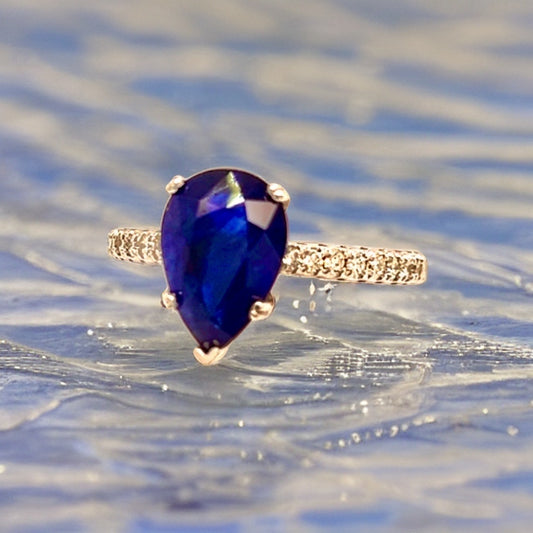 Sapphire Diamond Ring Size 6.5 14k Gold 2.77 TCW Certified $2,675 215415 - Certified Fine Jewelry