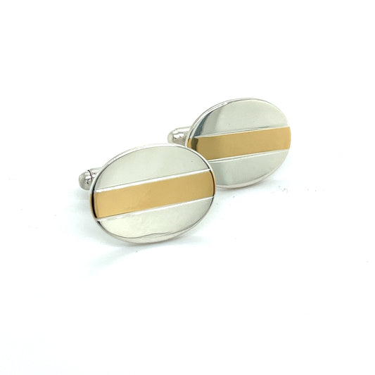 Tiffany & Co Estate Cufflinks 18k Y Gold + Sterling Silver TIF962