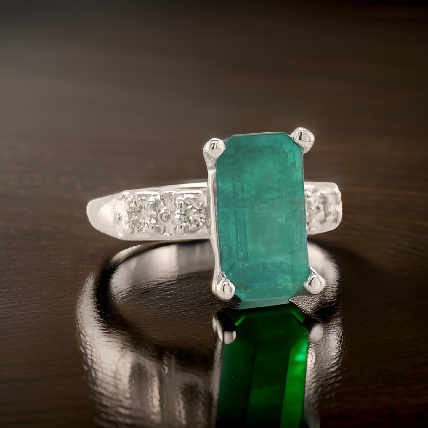 Natural Emerald Diamond Ring Size 6 14k Gold 2.95 TCW Certified $5,950 113434