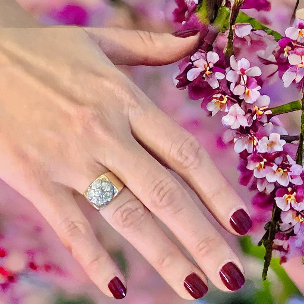 Diamond Ring Unisex 14 KT Yellow & White Gold 1.10 CT Certified $5,950 018203 - Certified Fine Jewelry