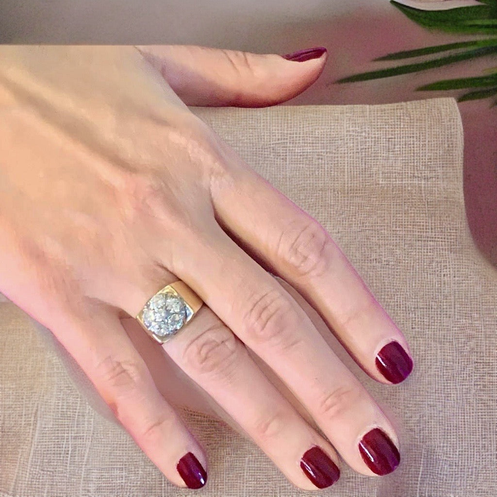 Diamond Ring Unisex 14 KT Yellow & White Gold 1.10 CT Certified $5,950 018203 - Certified Fine Jewelry