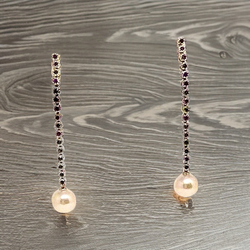 Large Akoya Pearl Sapphire Earrings 14k Gold 8.7 mm Certified $3,450 816594 - Certified Fine Jewelry