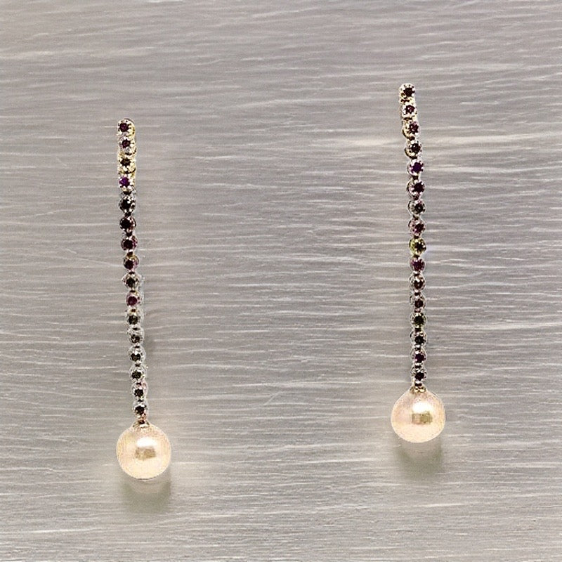 Large Akoya Pearl Sapphire Earrings 14k Gold 8.7 mm Certified $3,450 816594 - Certified Fine Jewelry