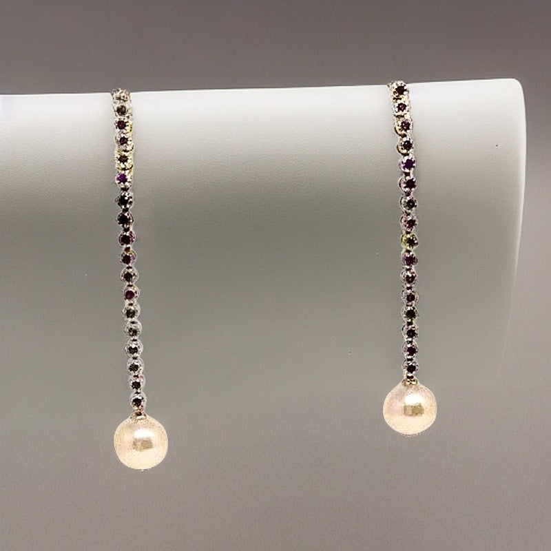 Large Akoya Pearl Sapphire Earrings 14k Gold 8.7 mm Certified $3,450 816594 - Certified Fine Jewelry