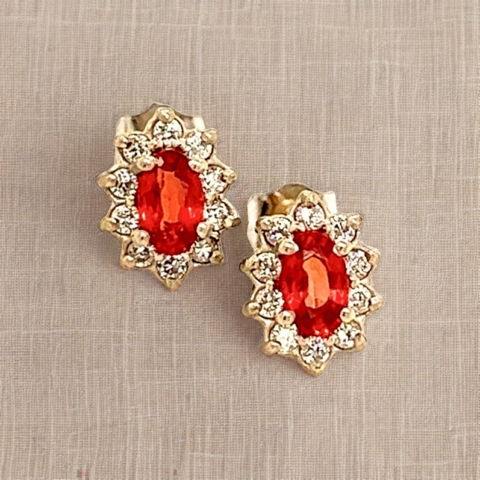 Natural Sapphire Diamond Stud Earrings 14k Gold 0.70 TCW Certified $2,450 215608 - Certified Fine Jewelry