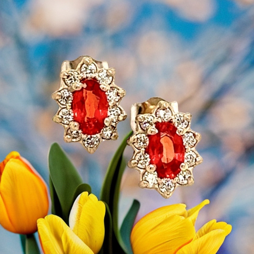 Natural Sapphire Diamond Stud Earrings 14k Gold 0.70 TCW Certified $2,450 215608 - Certified Fine Jewelry