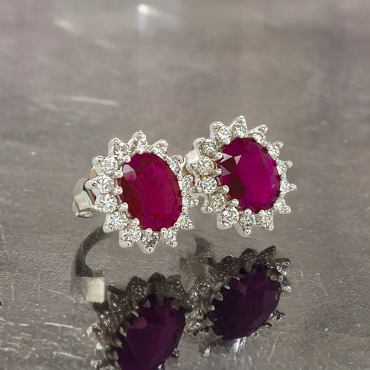 Natural Ruby Diamond Earrings 14k Gold 4.04 TCW Certified $5,250 215094 - Certified Fine Jewelry