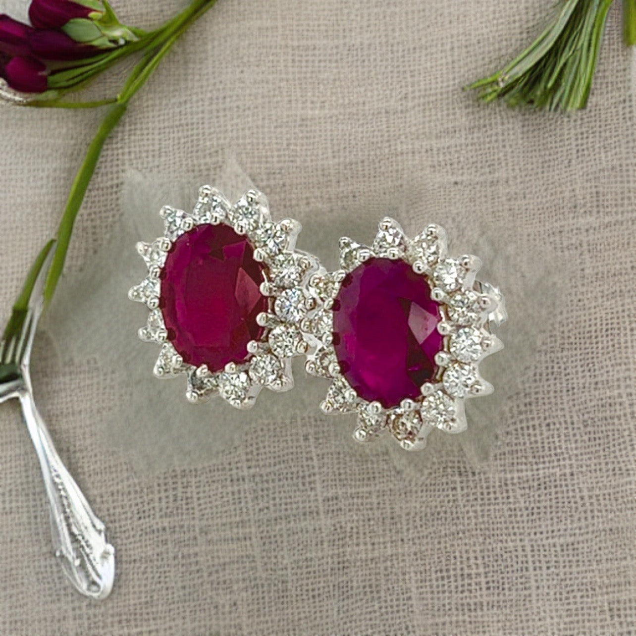 Natural Ruby Diamond Earrings 14k Gold 4.04 TCW Certified $5,250 215094 - Certified Fine Jewelry