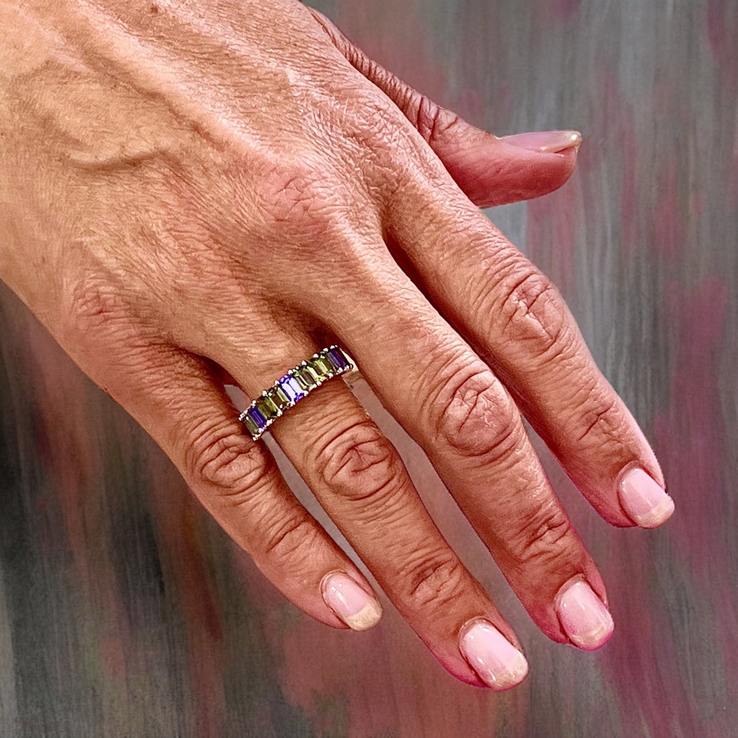 Natural Multicolored Sapphire Ring Size 6.5 14k W Gold 5.76 TCW Certified $3,950 217063 - Certified Fine Jewelry