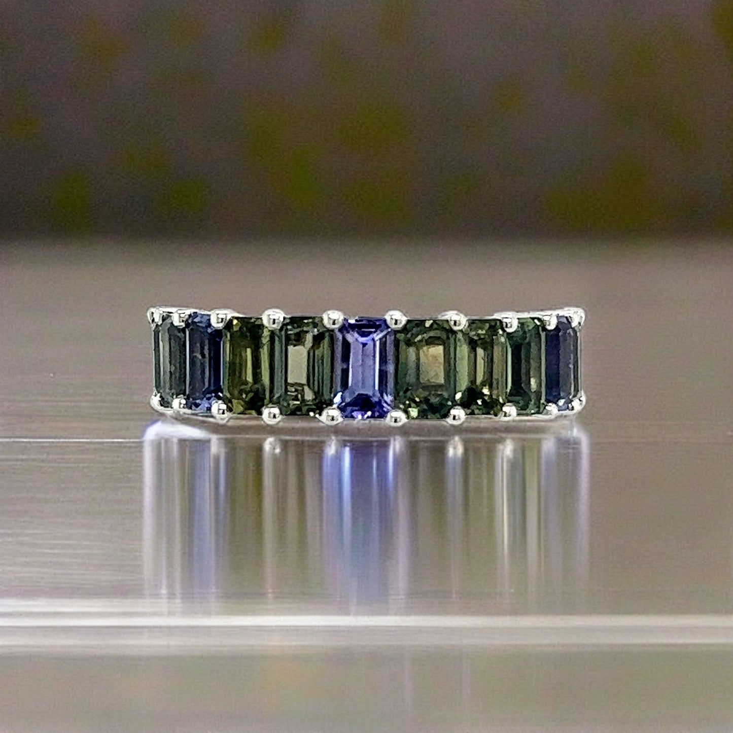 Natural Multicolored Sapphire Ring Size 6.5 14k W Gold 5.76 TCW Certified $3,950 217063 - Certified Fine Jewelry