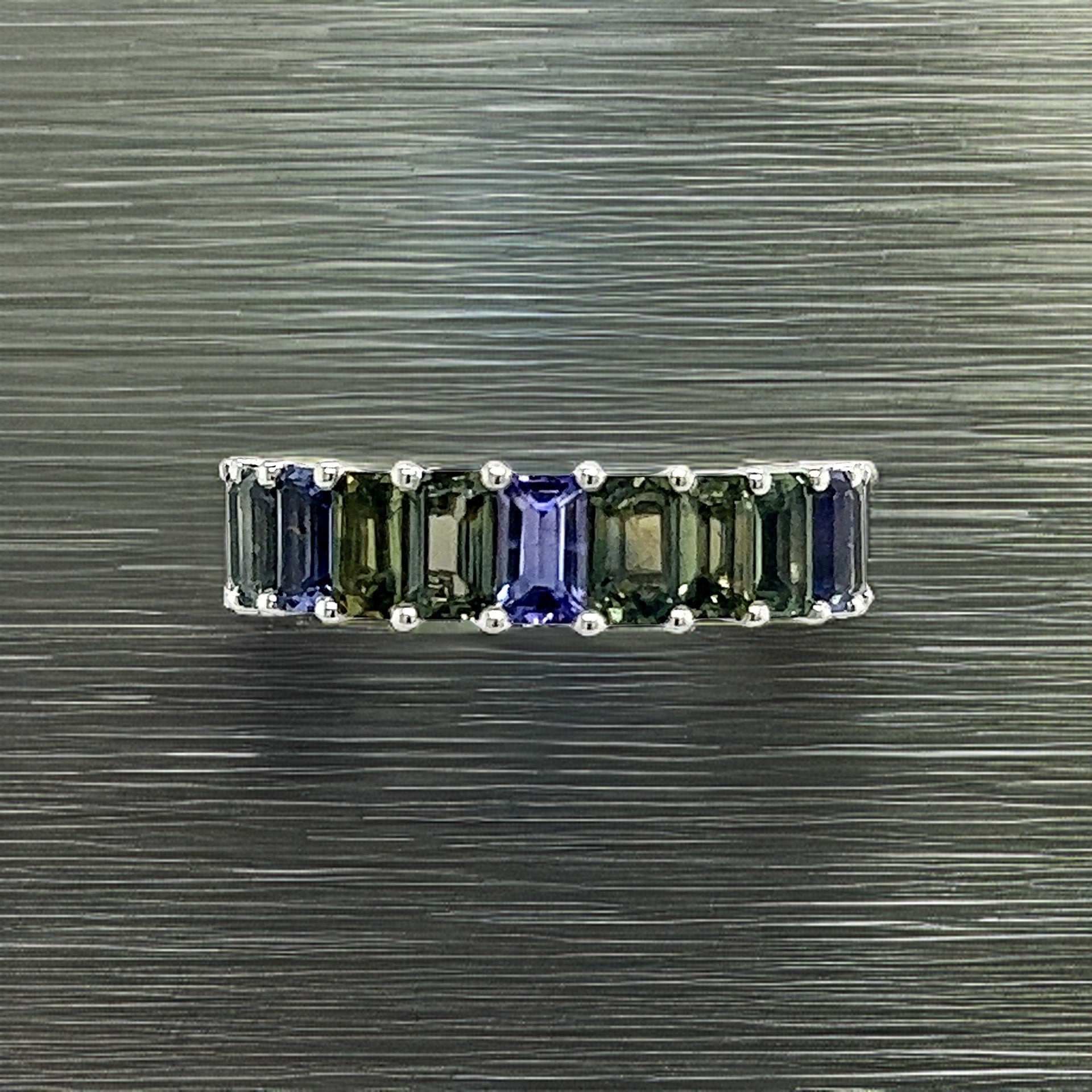Natural Multicolored Sapphire Ring Size 6.5 14k W Gold 5.76 TCW Certified $3,950 217063 - Certified Fine Jewelry