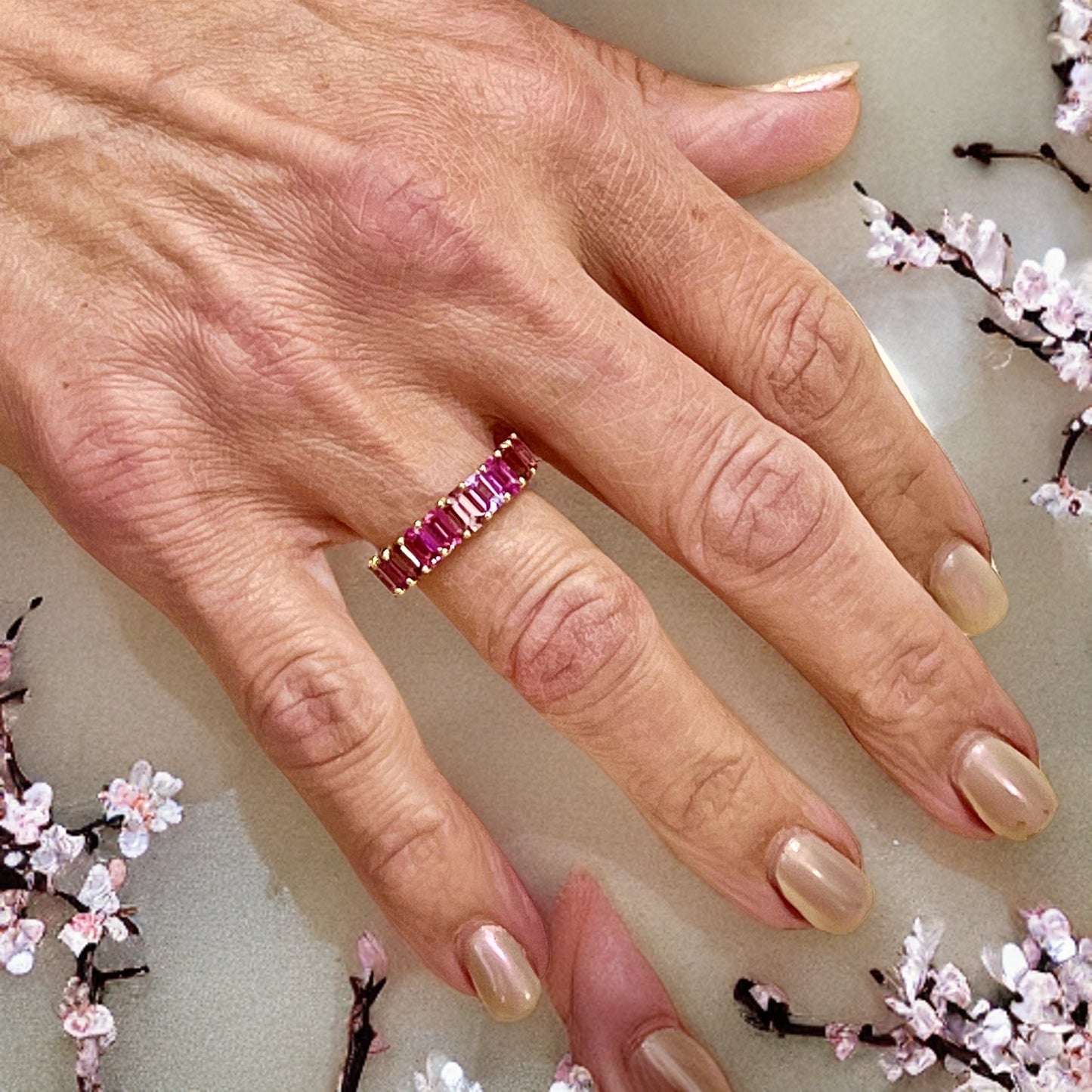 Natural Multi-Shade Sapphire Ring Size 6.5 14k Rose Gold 4.20 TCW Certified $4,950 217582 - Certified Fine Jewelry